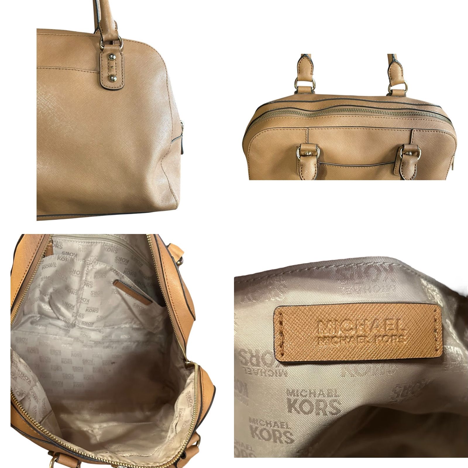 Michael Kors Michael Kors Leather Satchel Bag Brown Saffiano Top Handle Dome Handbag Ladies Medium Brown Leather Satchel Bag Front Markings Inside Stains Size M / US 6-8 / IT 42-44 - 10 Thumbnail