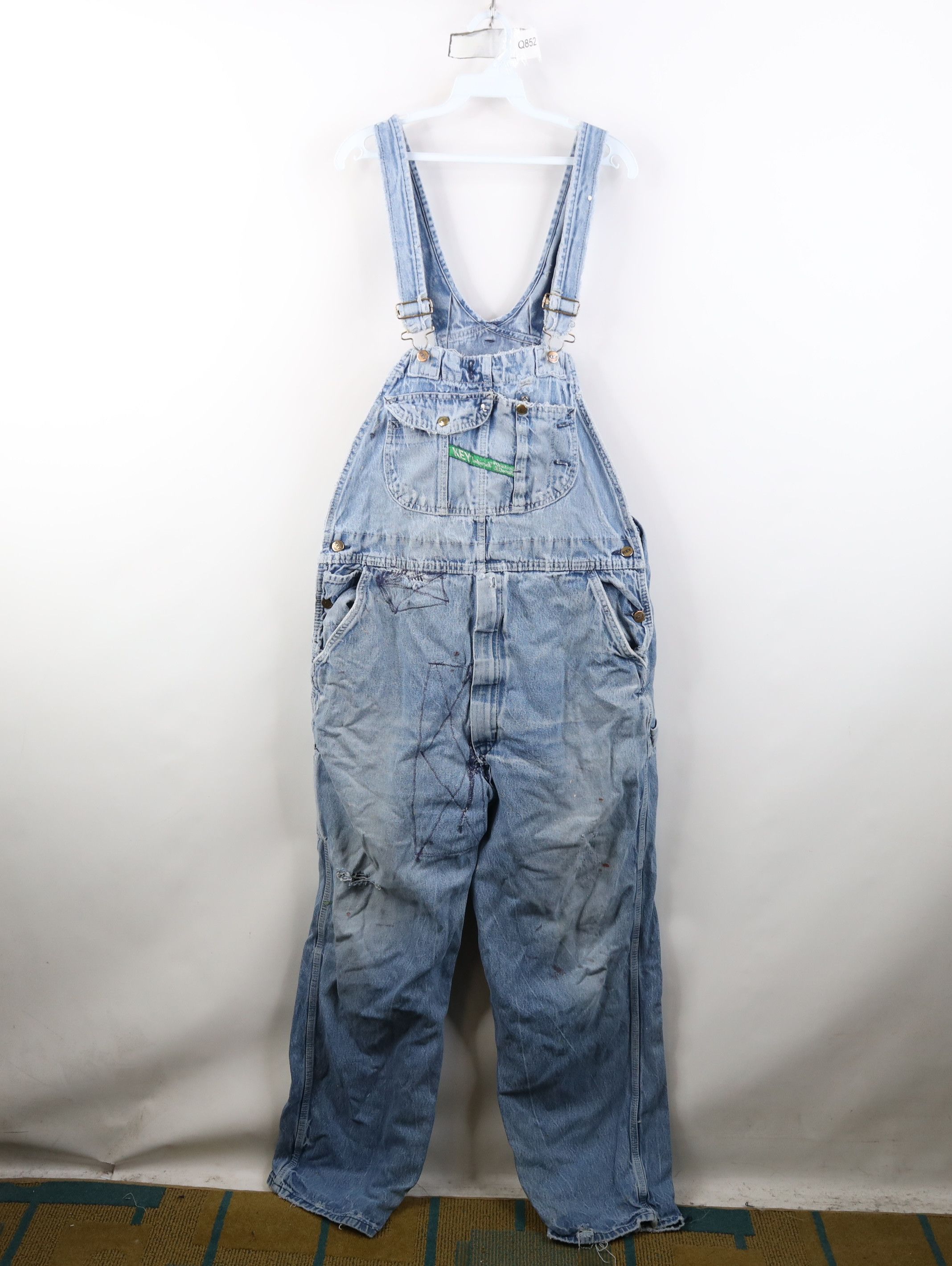 Vintage Vintage 90s Streetwear Thrashed Wide Leg Denim Jean Overalls Size US 40 / EU 56 - 1 Thumbnail