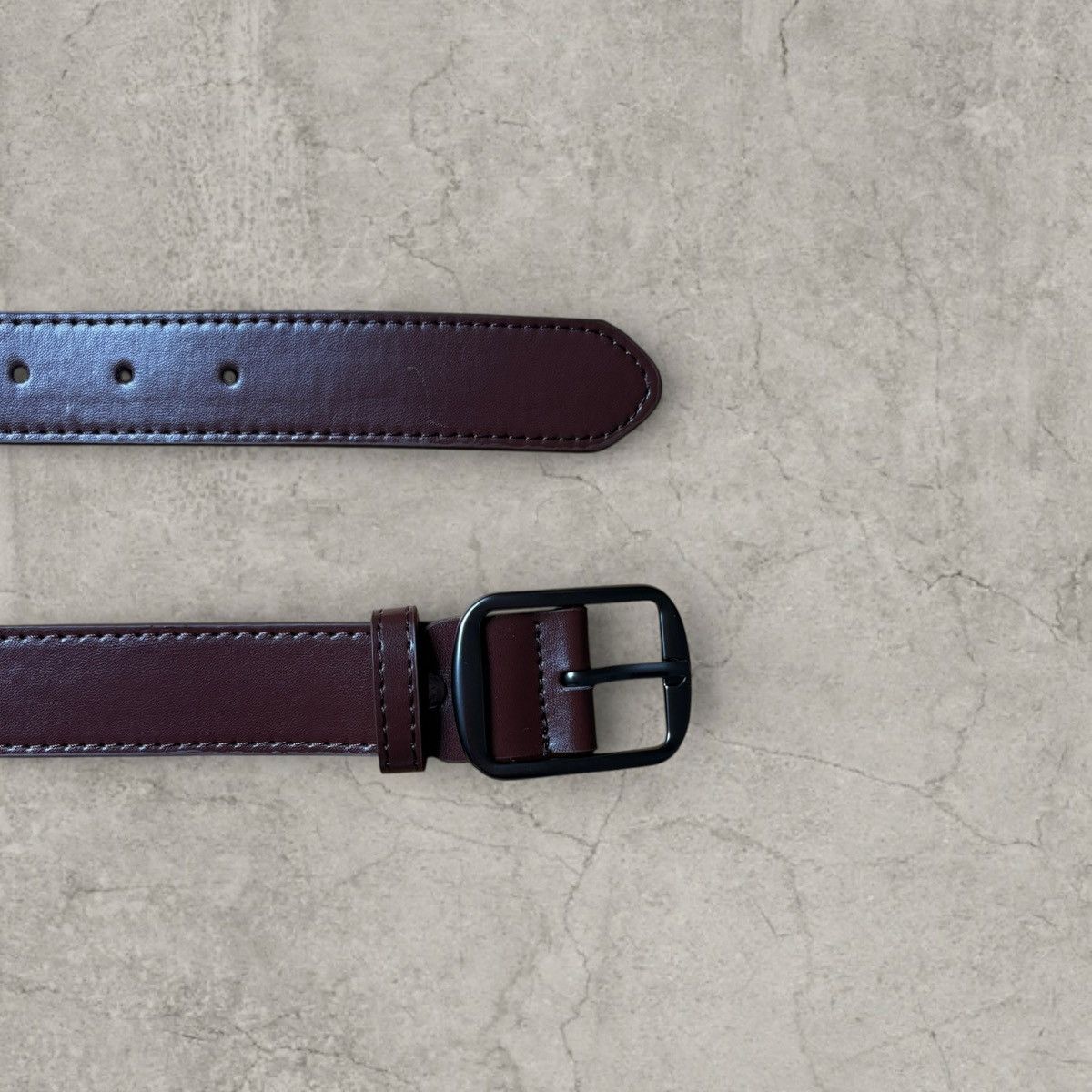 Japanese Brand Vintage style smart belt in dark brown, grey trim. One size Size ONE SIZE - 2 Thumbnail