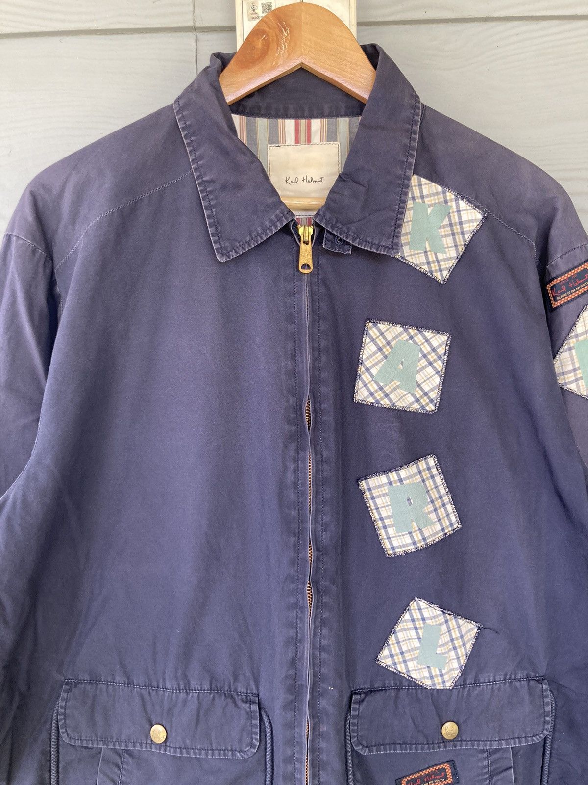 Karl Helmut Vintage Karl Helmut: Blue Retro Patchwork Workwear Big Logo Size US XXL / EU 58 / 5 - 2 Thumbnail