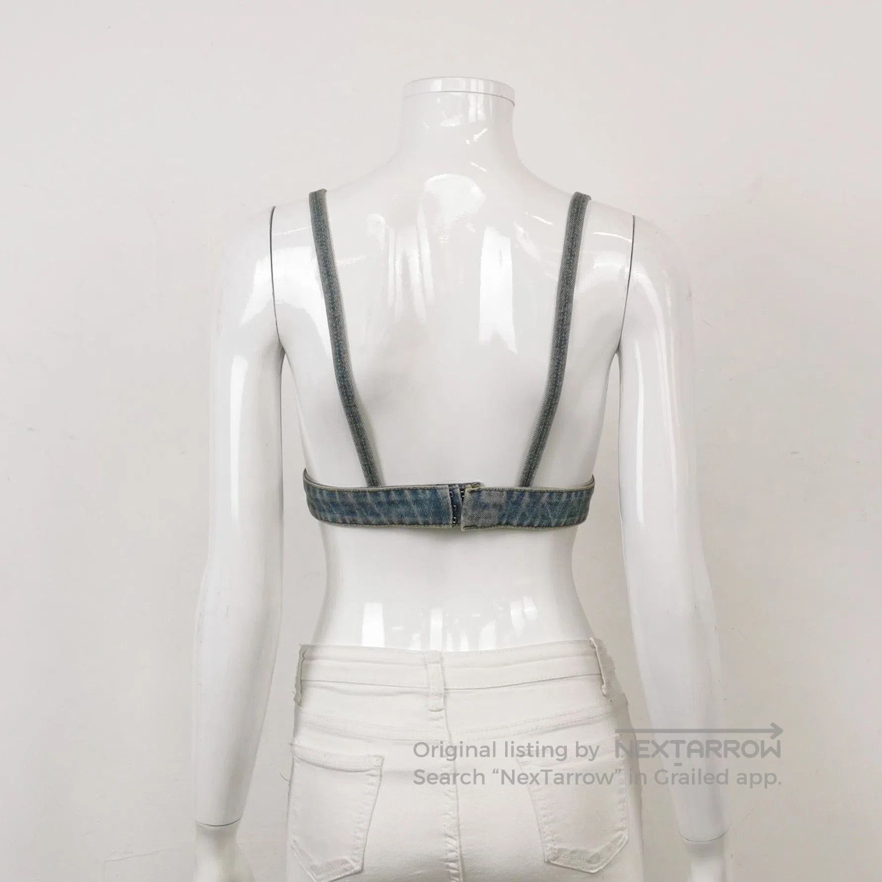 Prada Prada Cotton Triangle Logo Denim Crop Top . Size XS / US 0-2 / IT 36-38 - 2 Thumbnail