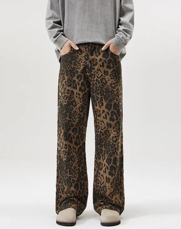 VIBE American retro straight leopard print jeans Size US 32 / EU 48 - 1 Thumbnail