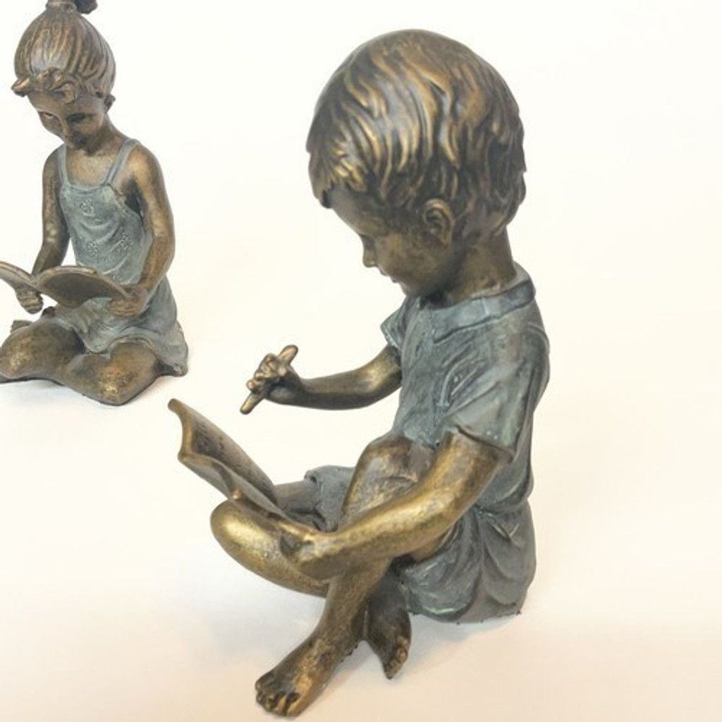 Other VTG SPI Home Pair of Cast Brass Boy & Girl Sculptural 7" Tal Size ONE SIZE - 12 Thumbnail