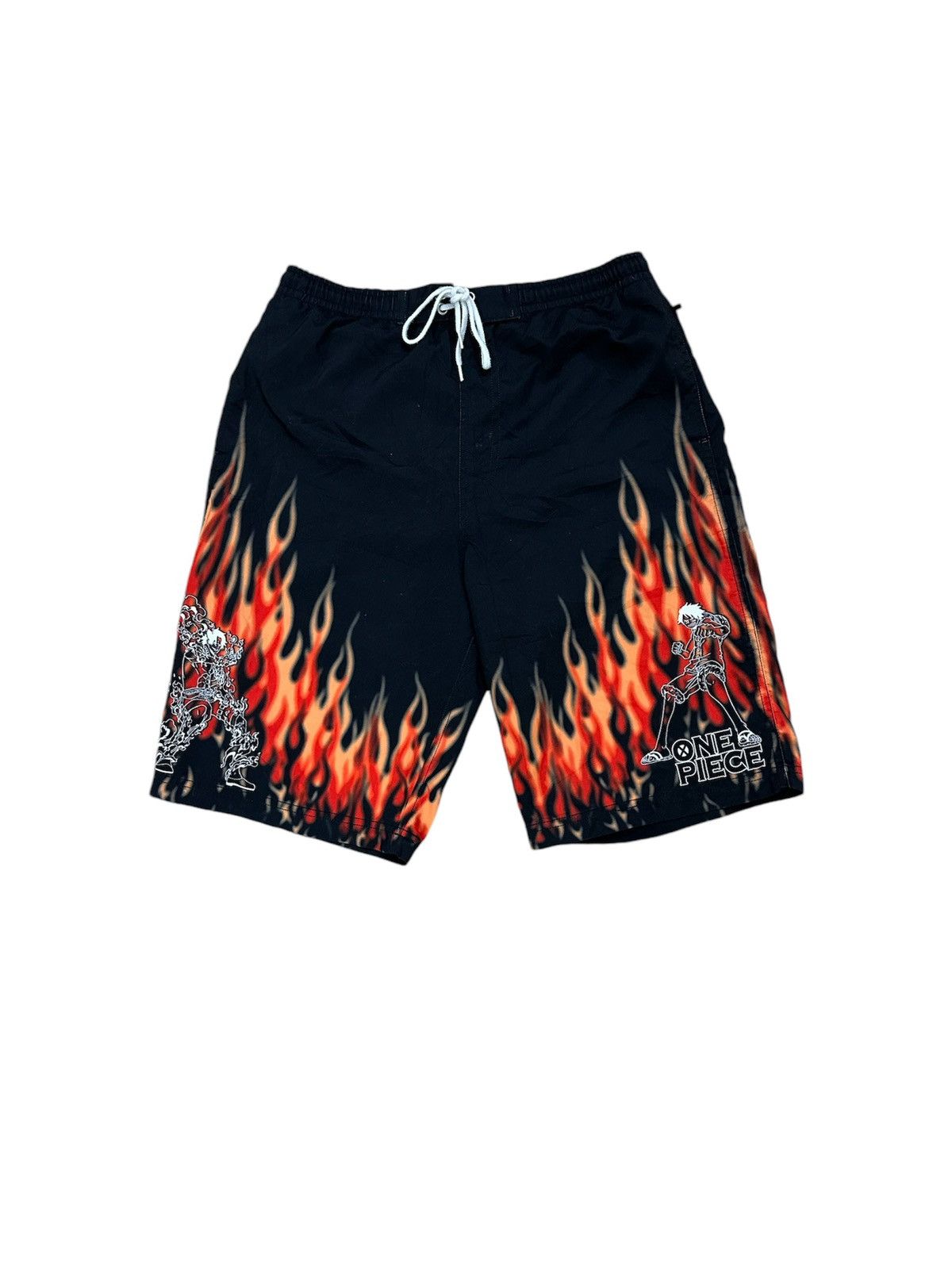 Anime × Vintage Rare And Beautiful One Piece Flame Comic Design Board Shorts Size US 32 / EU 48 - 1 Thumbnail
