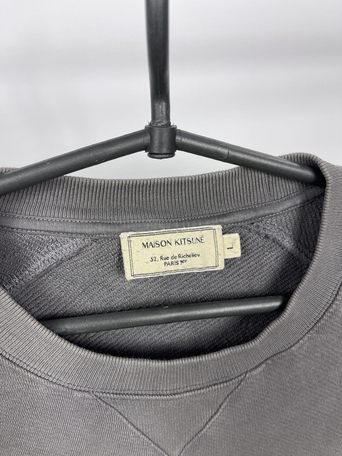 Maison Kitsune Maison Kitsune Sweatshirt Mens Size L Grey Good Tricolor Fox Size US L / EU 52-54 / 3 - 3 Thumbnail