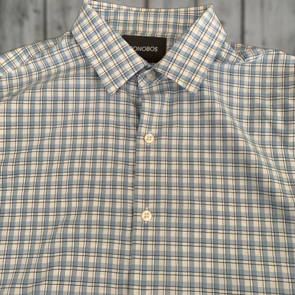 Bonobos Bonobos Shirt Mens Medium Blue Plaid Slim Fit Nylon Blend Performance Shirt Size US M / EU 48-50 / 2 - 1 Thumbnail
