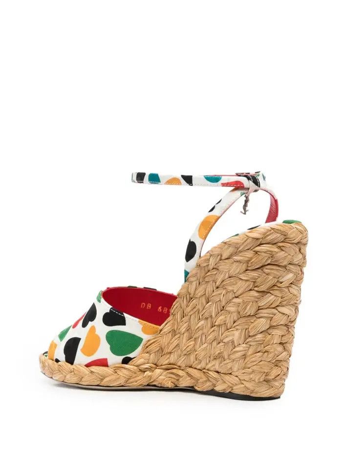 Saint Laurent Paris o1bcso1str1124 Paloma Wedge Espadrilles in Multicolor Size US 6.5 / IT 36.5 - 4 Thumbnail