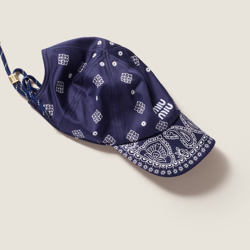 Miu Miu o1B3y1r0426 Size:S / Printed Cotton Baseball Hat / Cap Blue Size ONE SIZE - 2 Thumbnail