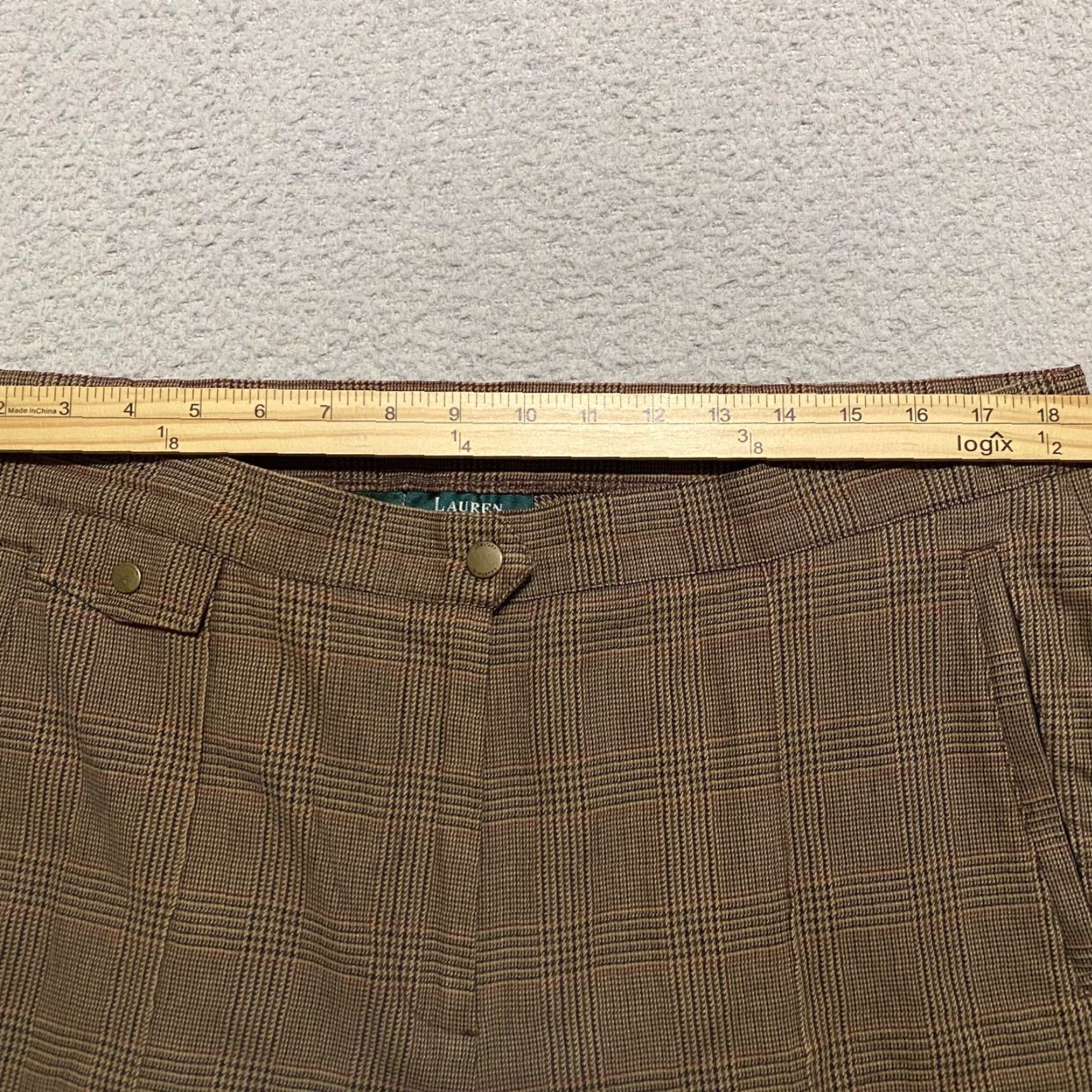 Ralph Lauren Lauren Ralph Lauren Womens Dress Pants 14W Plus Brown Plaid High Rise Straight Pants Women Size 36" / US 14 / IT 50 - 7 Thumbnail