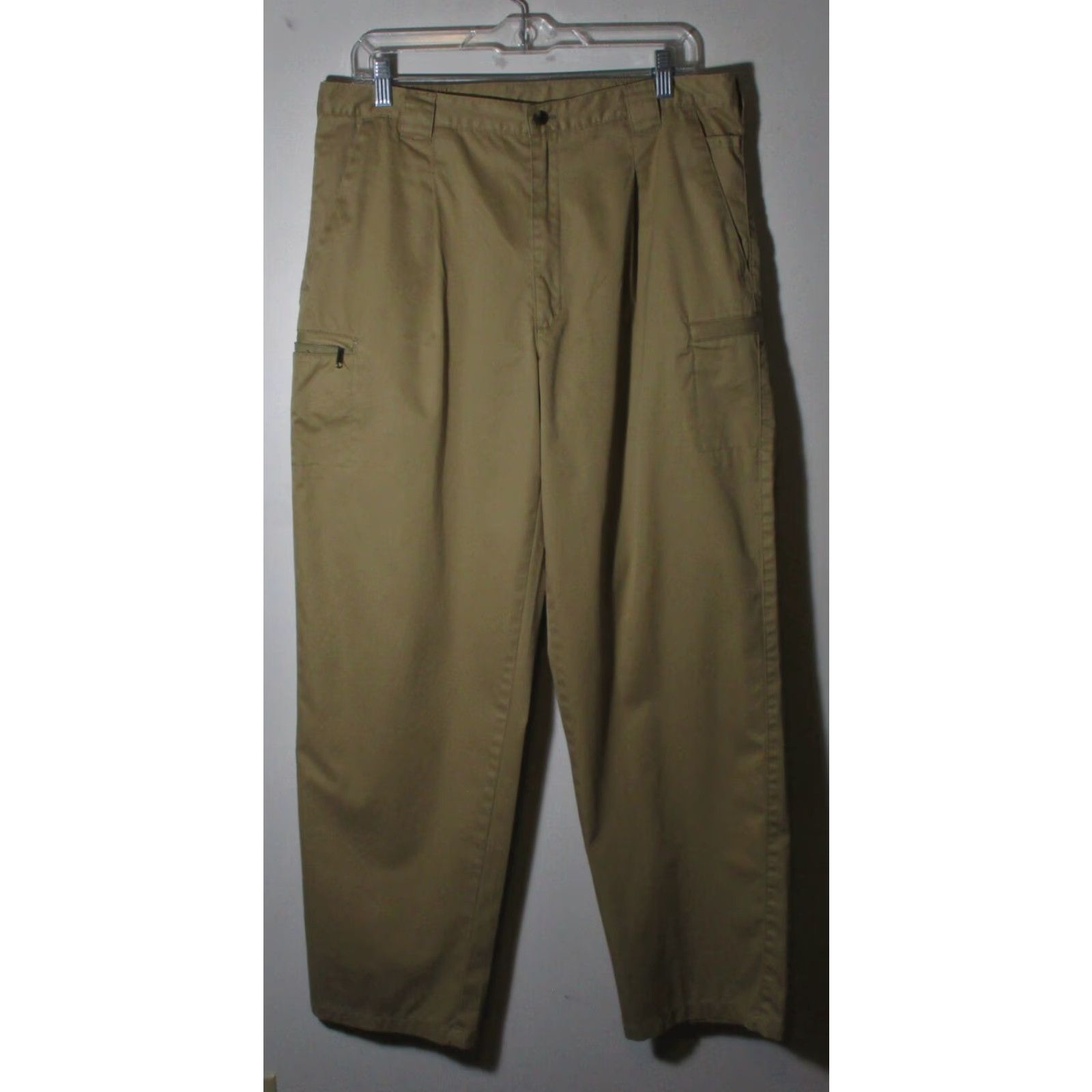 Vintage L.L. Bean Cargo Pants Tan 36W 32L Men’s Cotton Pleated Zipper Button Pockets Regular Fit Casual Pants Size US 36 / EU 52 - 2 Thumbnail