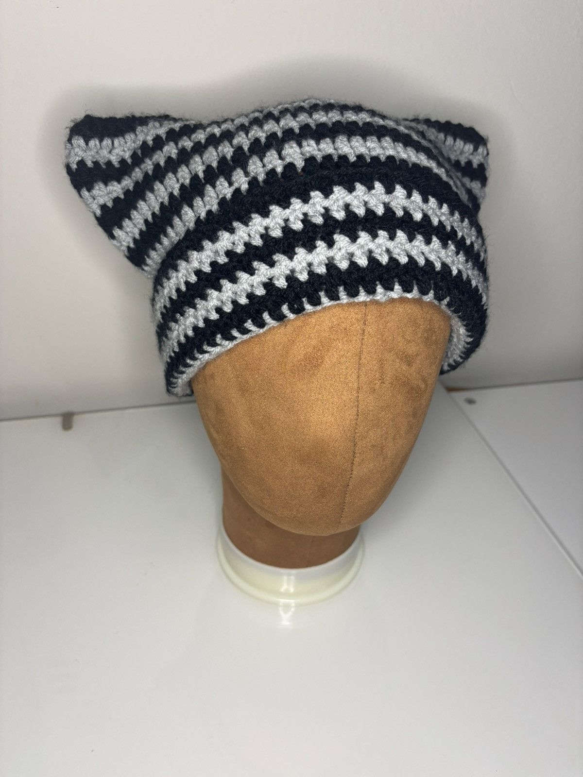 Handmade Crochet Cat Ear Hat Size ONE SIZE - 2 Thumbnail