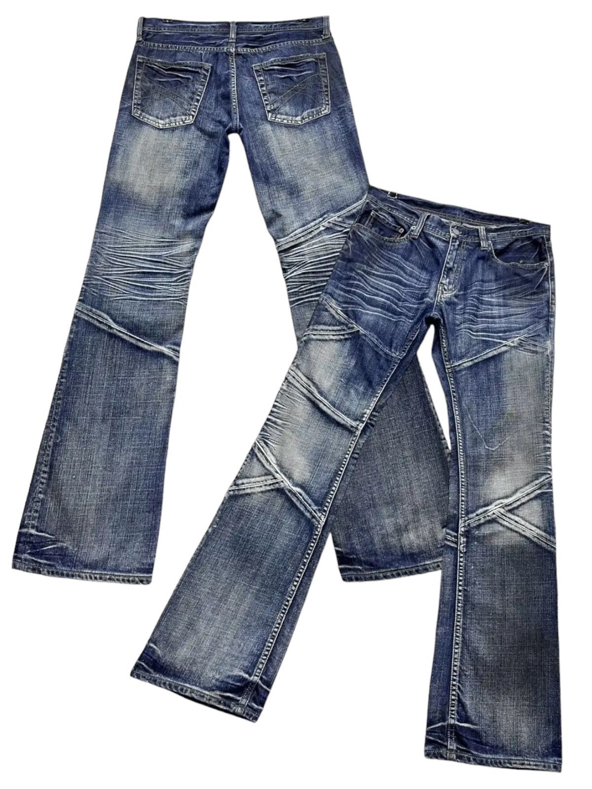 Japanese Brand PUNK FLARE🔥Vtg EDGE X RUPERT Distressed Blue Spliced Denim Size US 32 / EU 48 - 1 Thumbnail