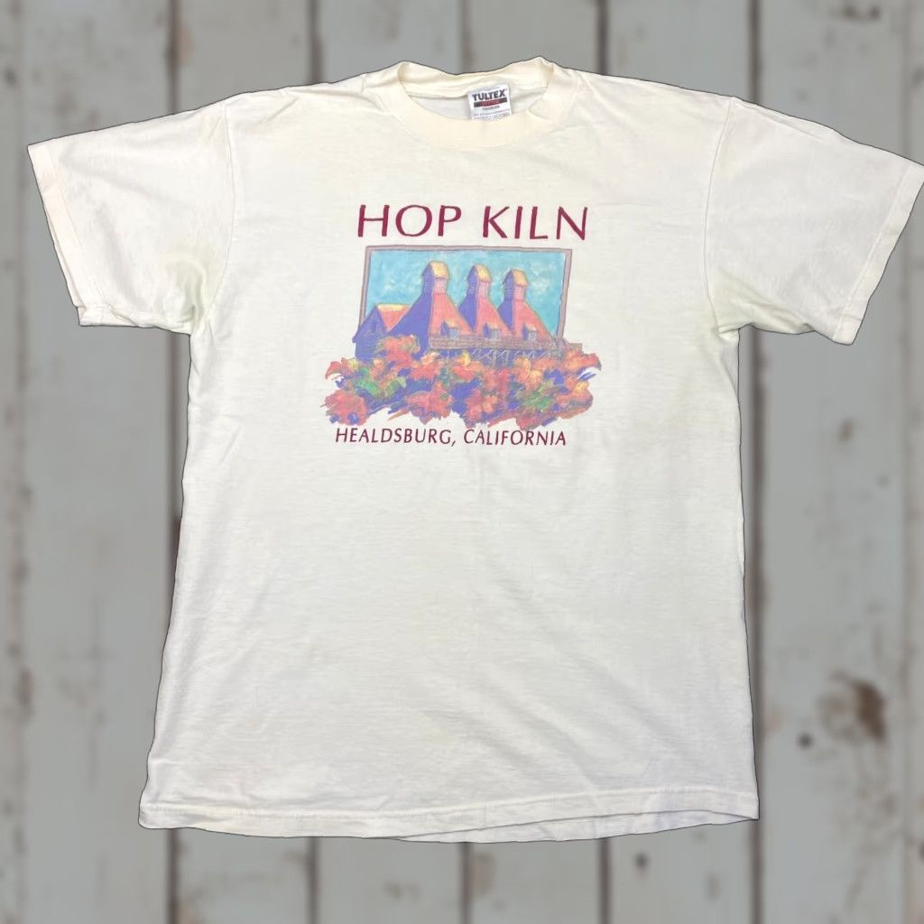 Tultex VINTAGE Tultex T-Shirt Beige Cream California USA Short Sleeve Crew Neck L Unisex Adults 90s Hippie Outdoor Graphic Print Size US L / EU 52-54 / 3 - 1 Thumbnail