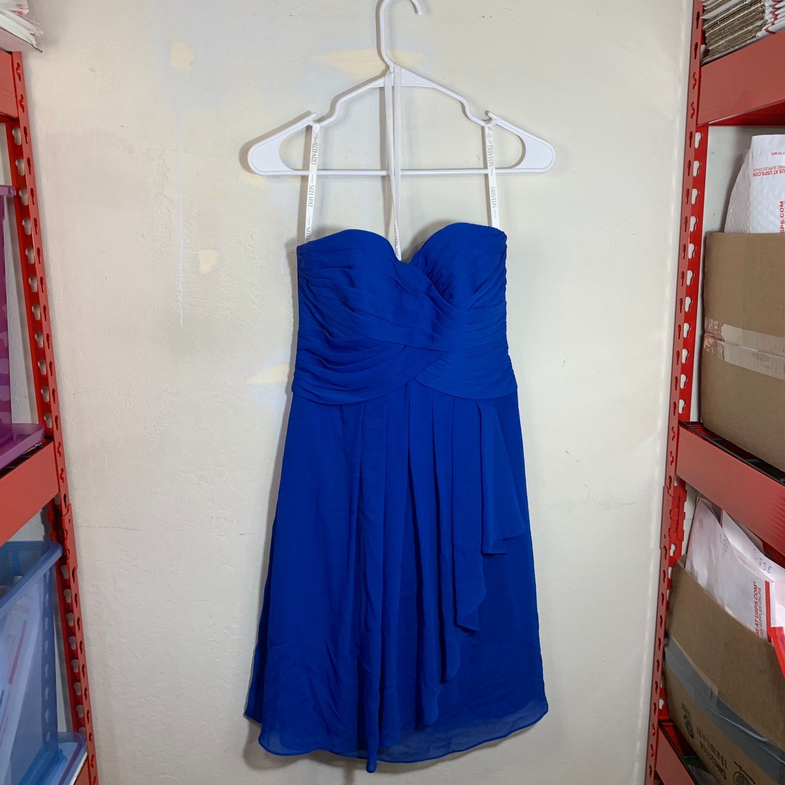 Other David's Bridal Blue Chiffon Mini Dress Size 2 Size XS / US 0-2 / IT 36-38 - 13 Thumbnail