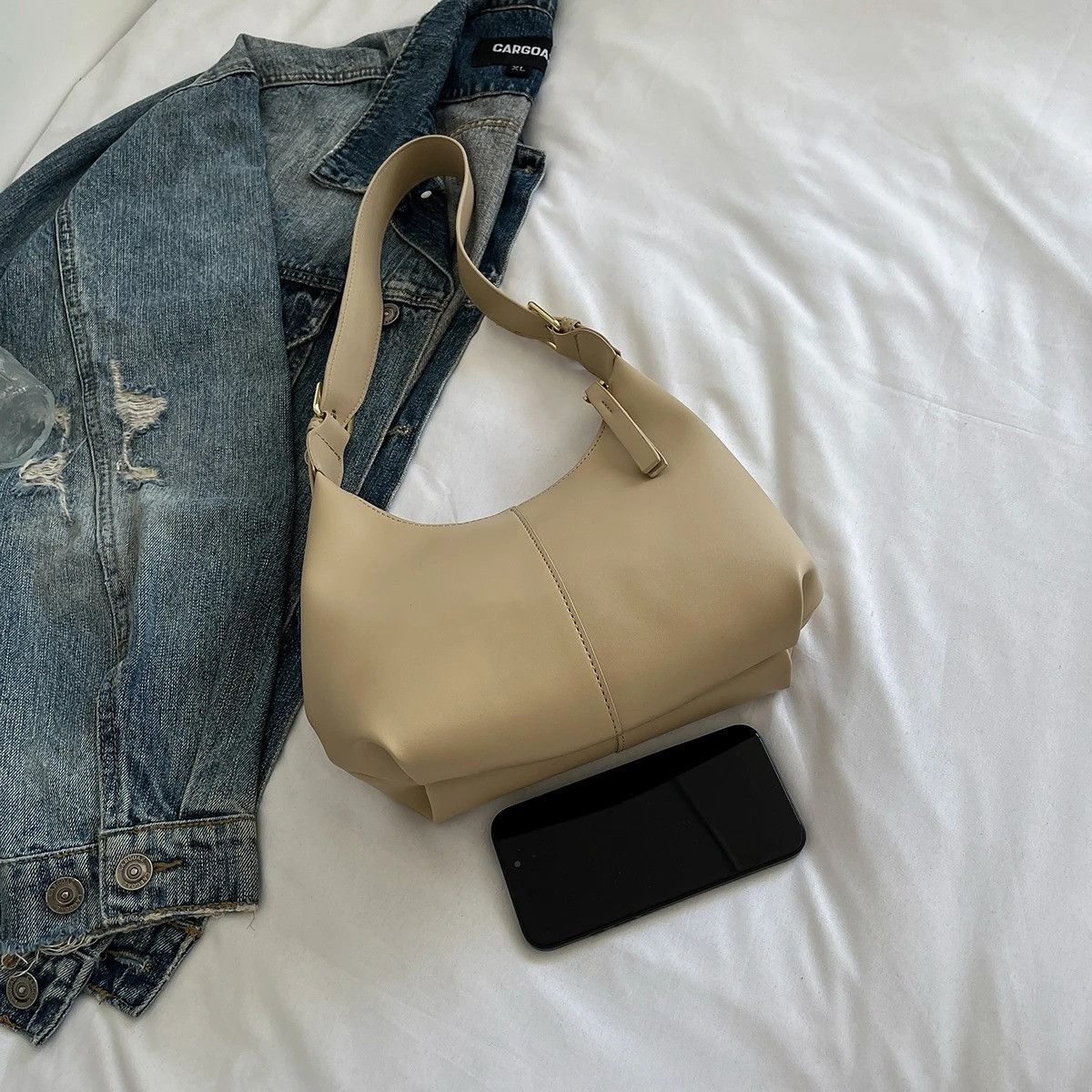 Vintage Luxury Khaki PU Leather Crossbody Bag Size ONE SIZE - 4 Thumbnail
