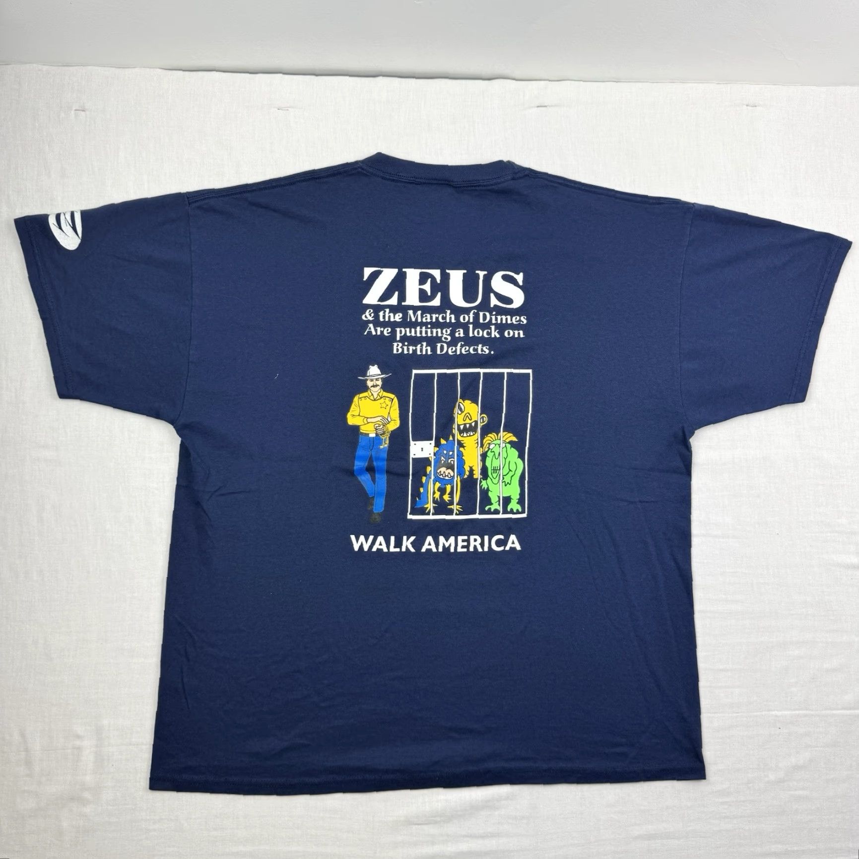 Hanes VINTAGE Hanes T-Shirt Adult XL Blue Cartoon Graphic Anti Birth Defects 90s Y2K Mens Size US XL / EU 56 / 4 - 2 Thumbnail