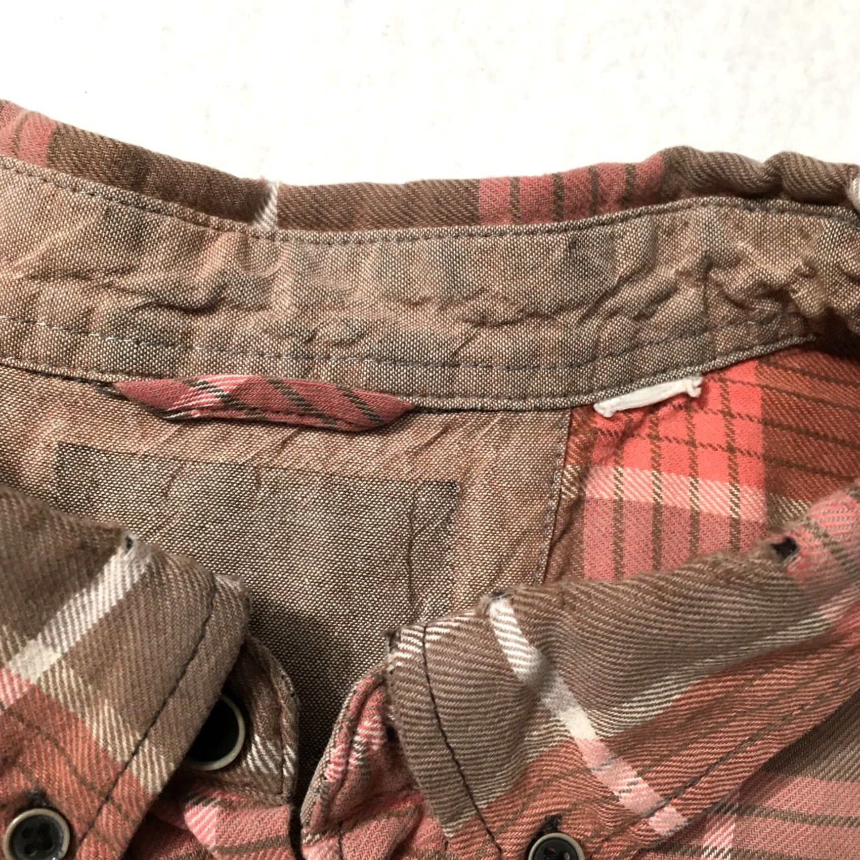 Vintage vintage Shirt Orange Plaid Long Sleeve Cotton Chest Pocket Mens XL extra Large Size US XL / EU 56 / 4 - 2 Thumbnail