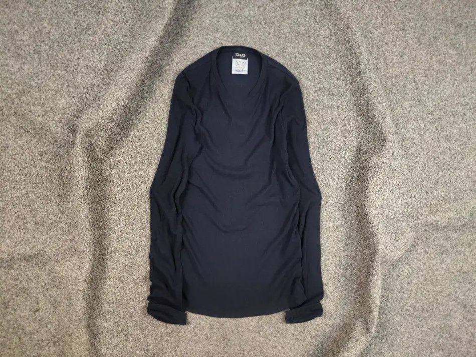 Dolce & Gabbana Dolce & Gabbana Vintage 90's dark blue ribbed long sleeve Size US S / EU 44-46 / 1 - 1 Thumbnail