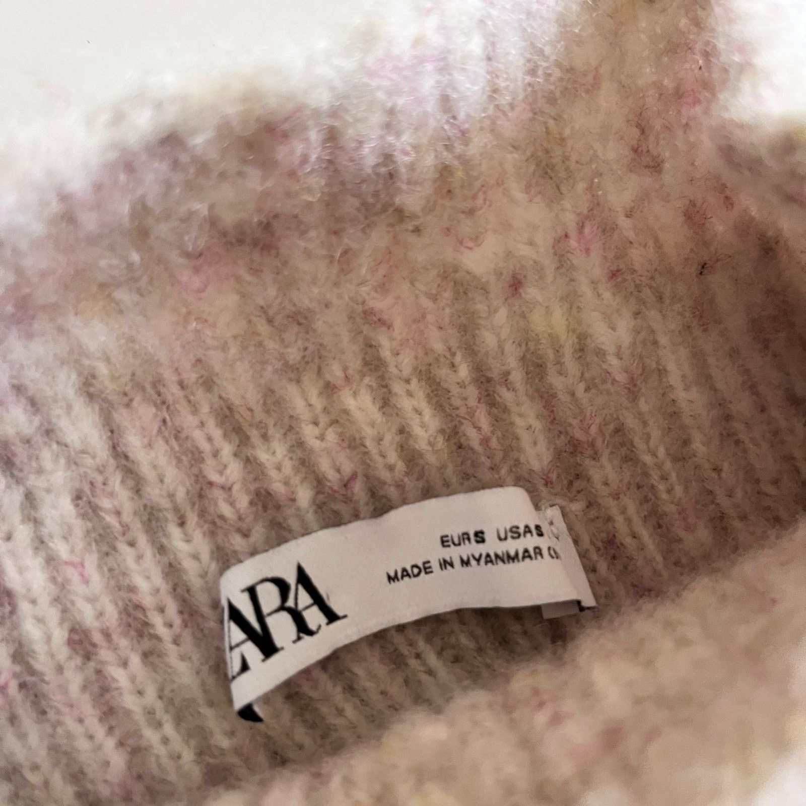 Zara Zara Ivory Blush Pink Heather Ruffled Mock Rib Knit Sweater Size S / US 4 / IT 40 - 3 Thumbnail
