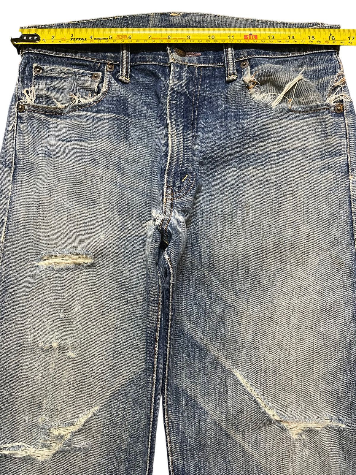 Levi's Vintage 80s Levis 501 Talon Selvedge E Mud Wash Distressed Size US 32 / EU 48 - 18 Thumbnail