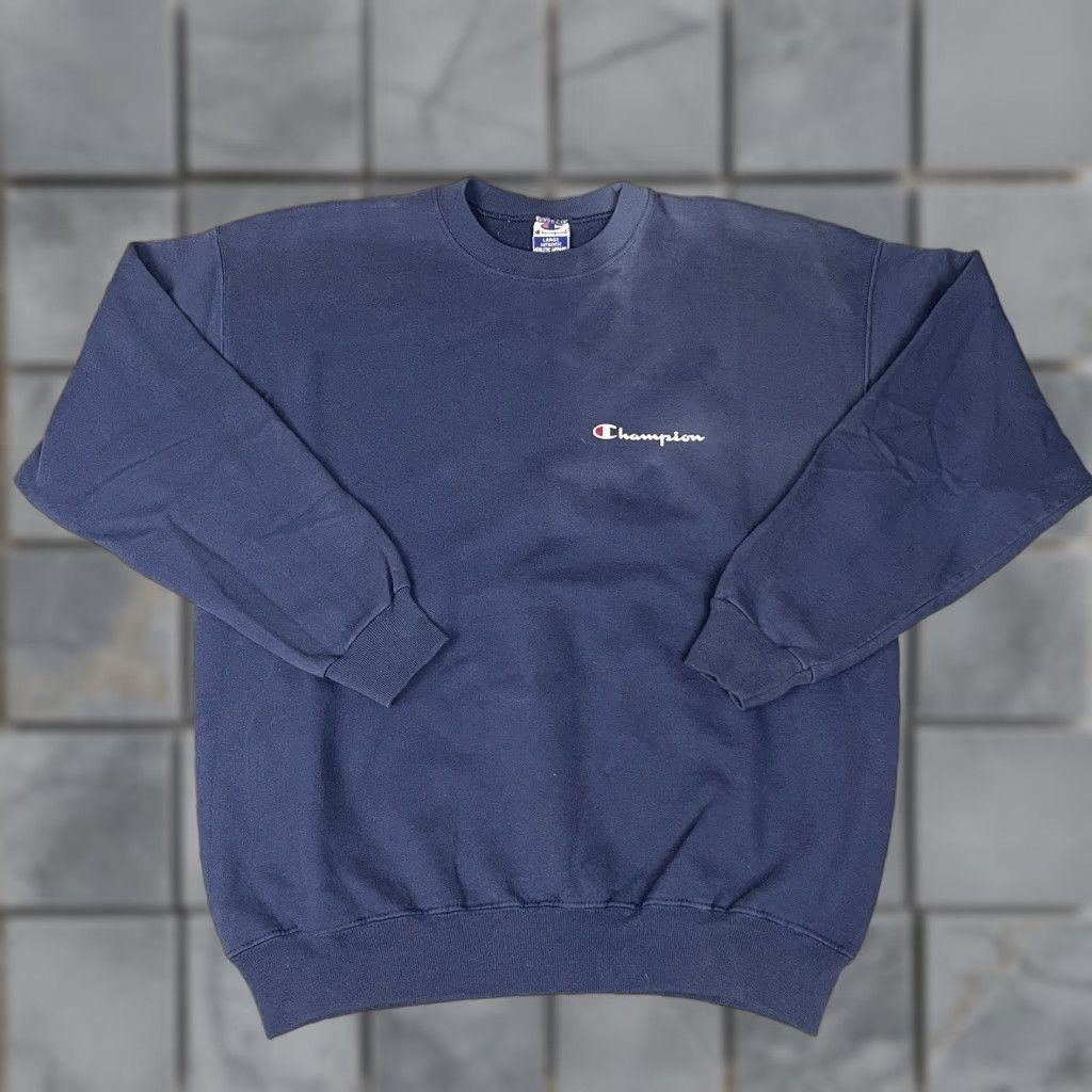 Champion VINTAGE Champion Sweatshirt Adult L Blue Logo 90s Distressed Pullover Mens Size US L / EU 52-54 / 3 - 1 Thumbnail