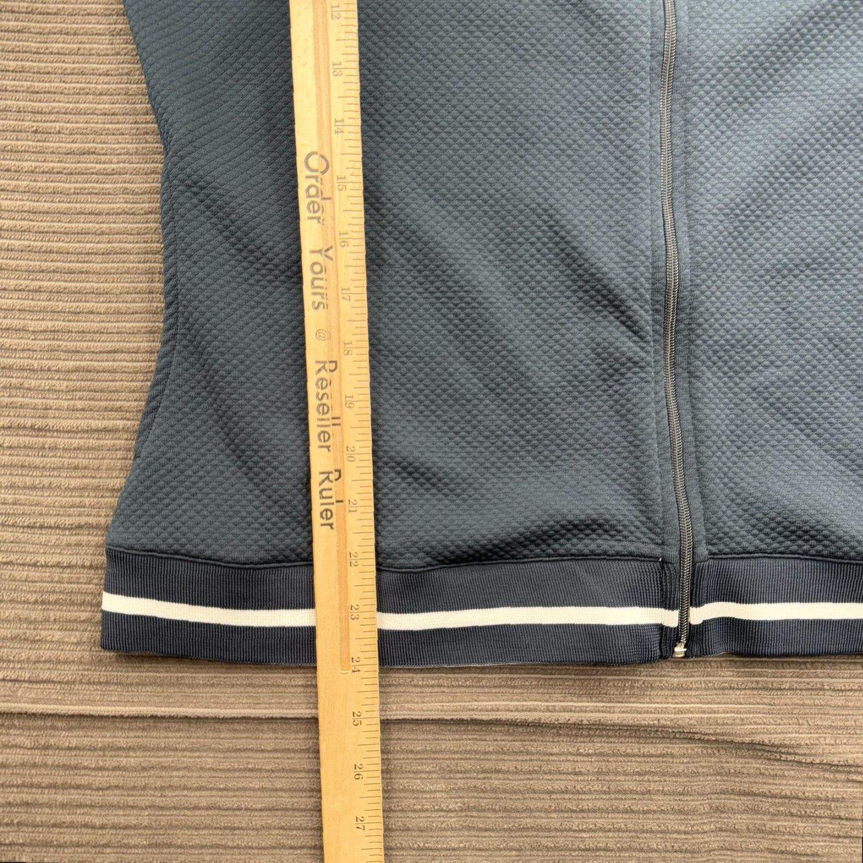 Nike Nike Jacket Women's XL Blue Full Zip Textured Bomber Athletic Striped Ribbed Trim Nike Swoosh Size XL / US 12-14 / IT 48-50 - 5 Thumbnail