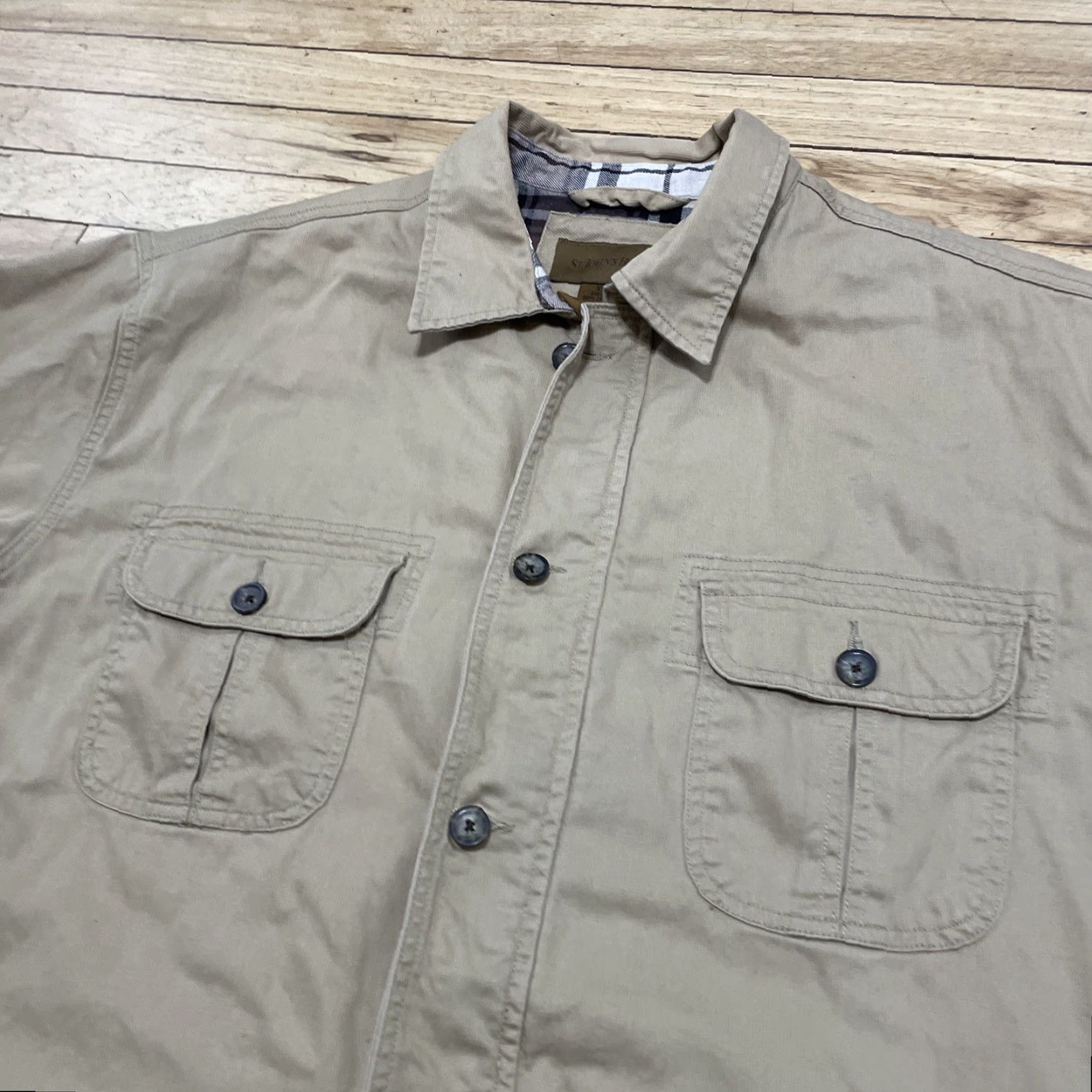 Vintage VINTAGE St Johns Bay Canvas Jacket XL Barn Chore Coat Brown Tan Plaid Lined Men Jacket Size US XL / EU 56 / 4 - 6 Thumbnail