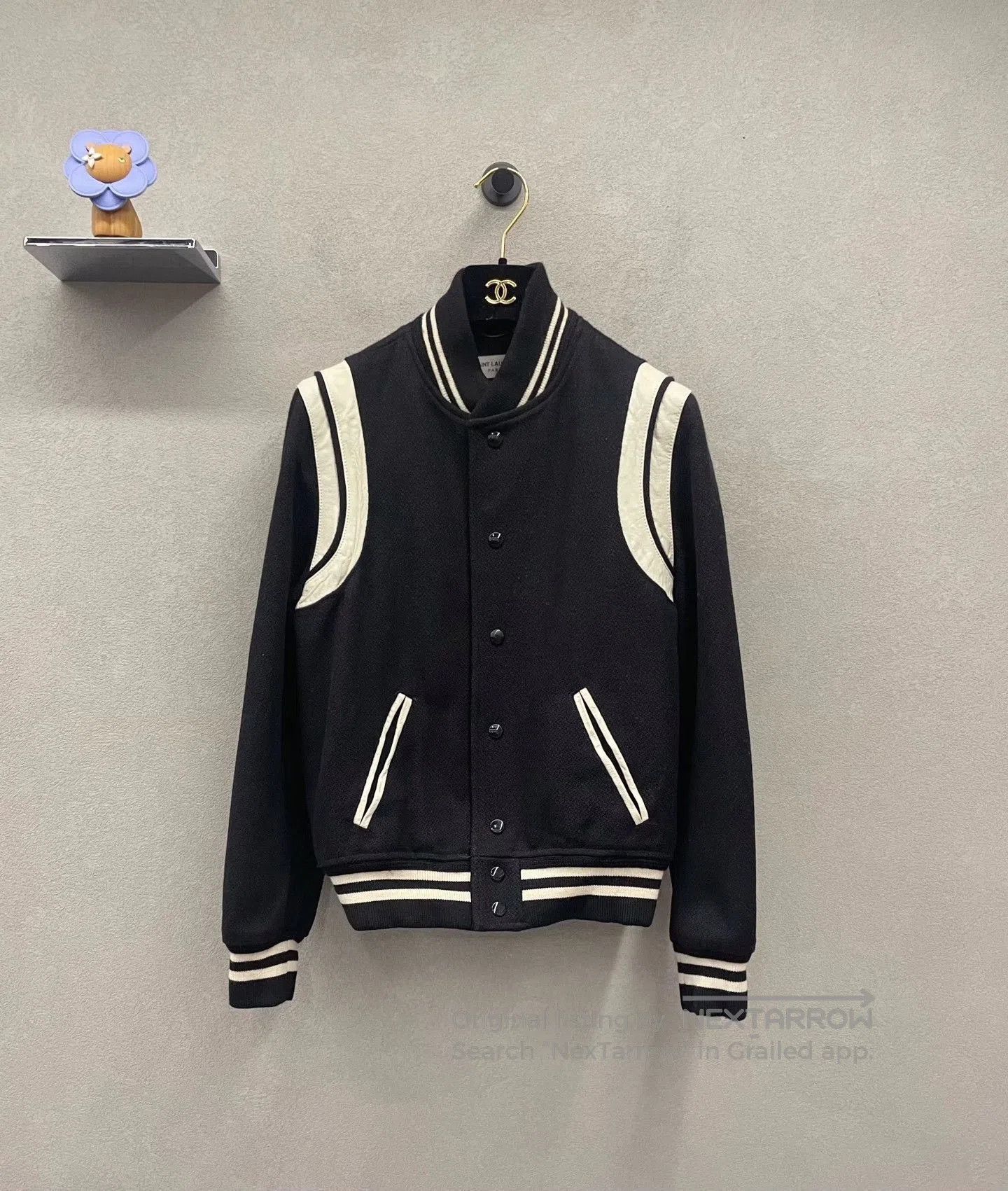 Yves Saint Laurent YSL Black Striped Baseball Jacket. Size US XXS / EU 40 - 1 Thumbnail