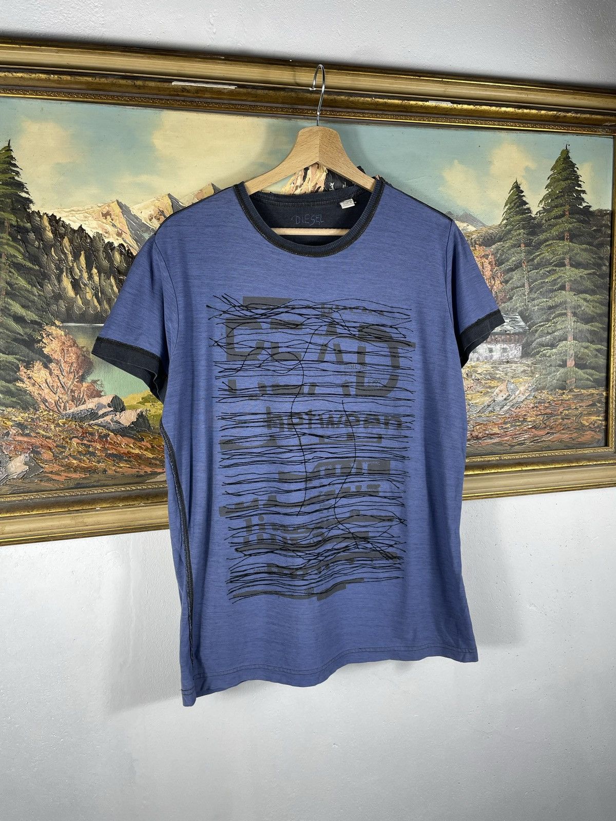 Diesel × Vintage DIESEL Vintage Retro Y2k 00s T-shirt Tee Asymmetric Logo Size US M / EU 48-50 / 2 - 3 Thumbnail