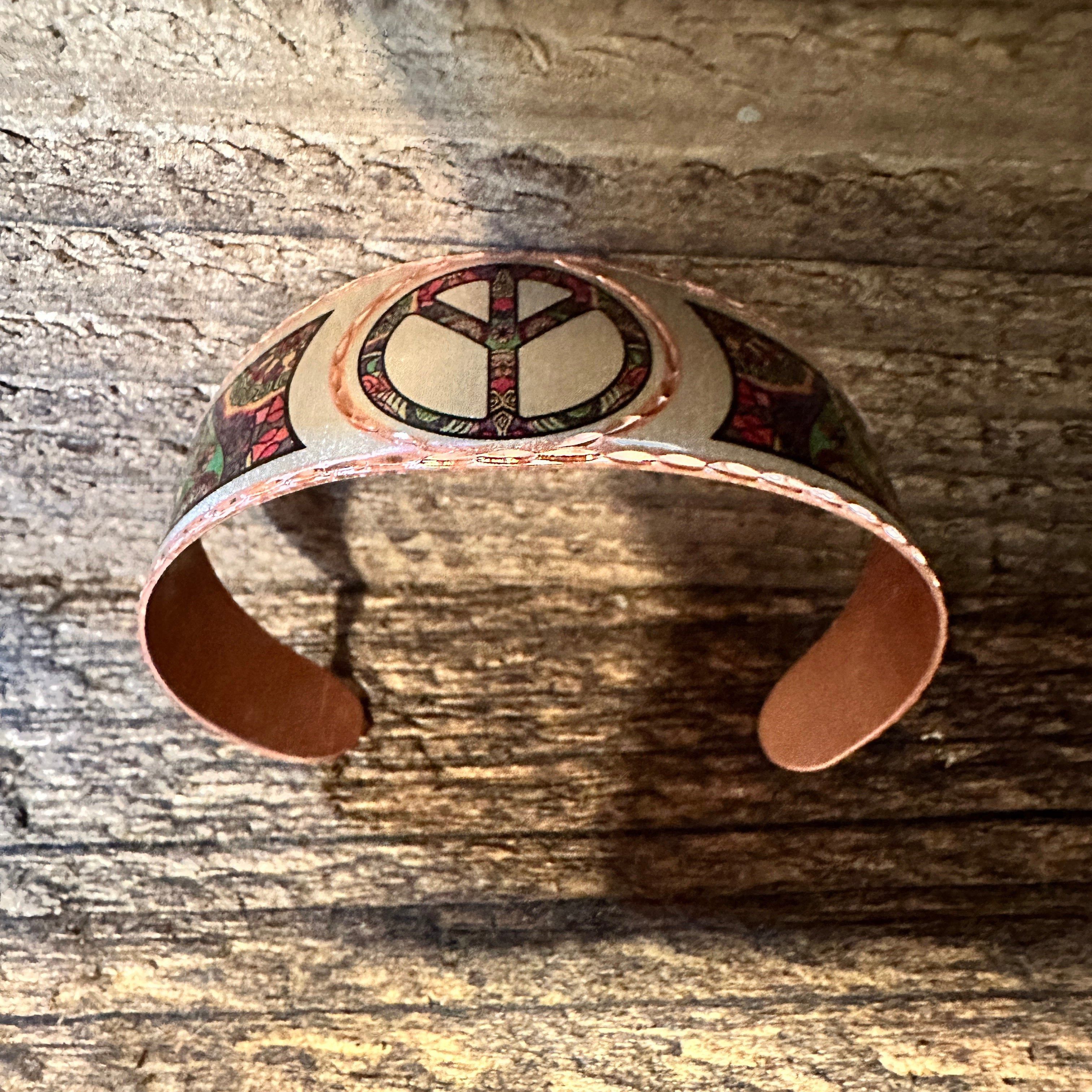 Other Handmade Boho Copper Wide Cuff Bracelet, Diamond Cut Hippie Size ONE SIZE - 7 Thumbnail