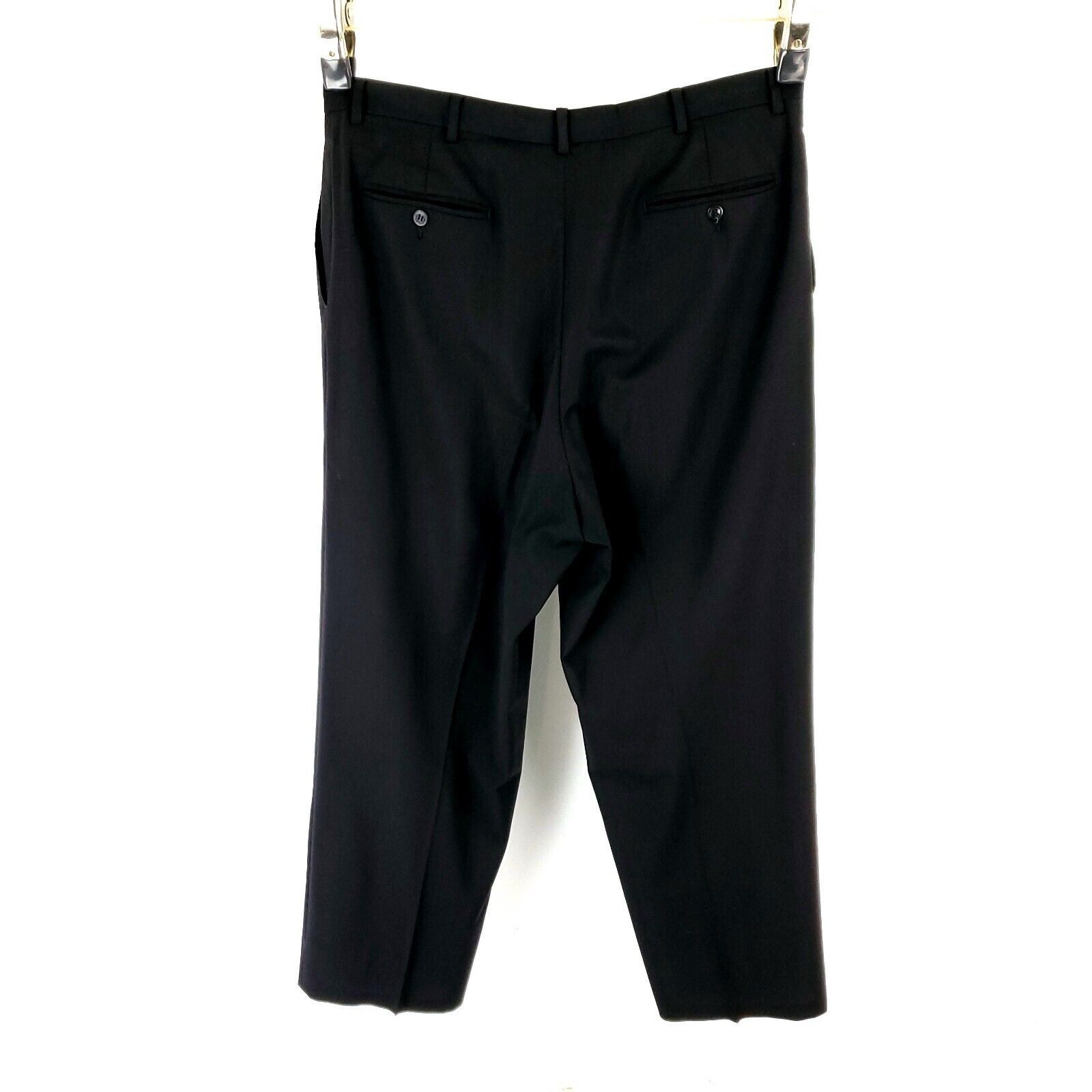 Hart Schaffner Marx Hart Schaffner Marx Wool Dress Pants 36/29 Black Pleated Mid Size 36R - 6 Thumbnail