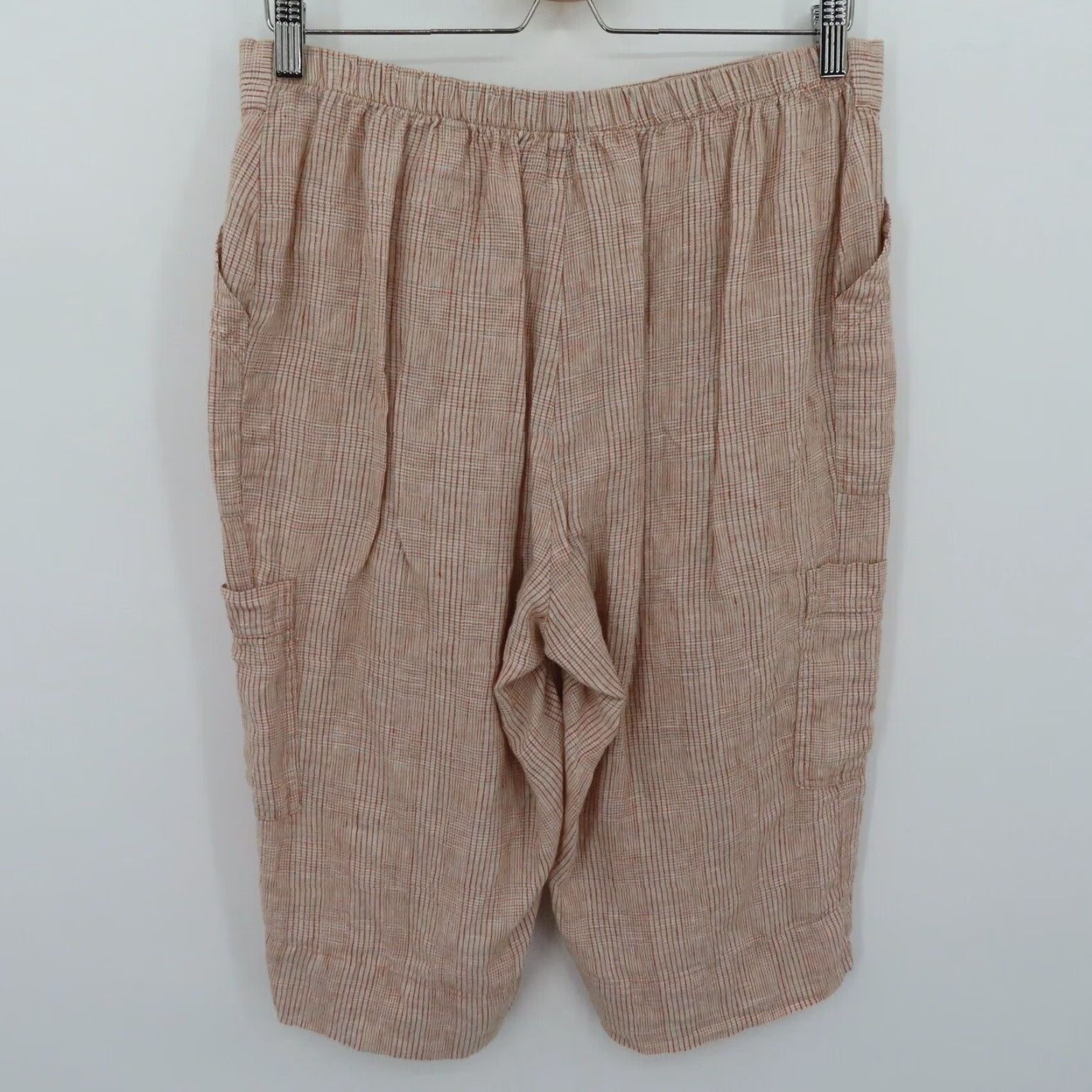 FLAX FLAX Women Small Multicolor Plaid Check Casual Crop Capri Pants Pockets Linen Square Pocket Cropped Pants Size 28" / US 6 / IT 42 - 5 Thumbnail