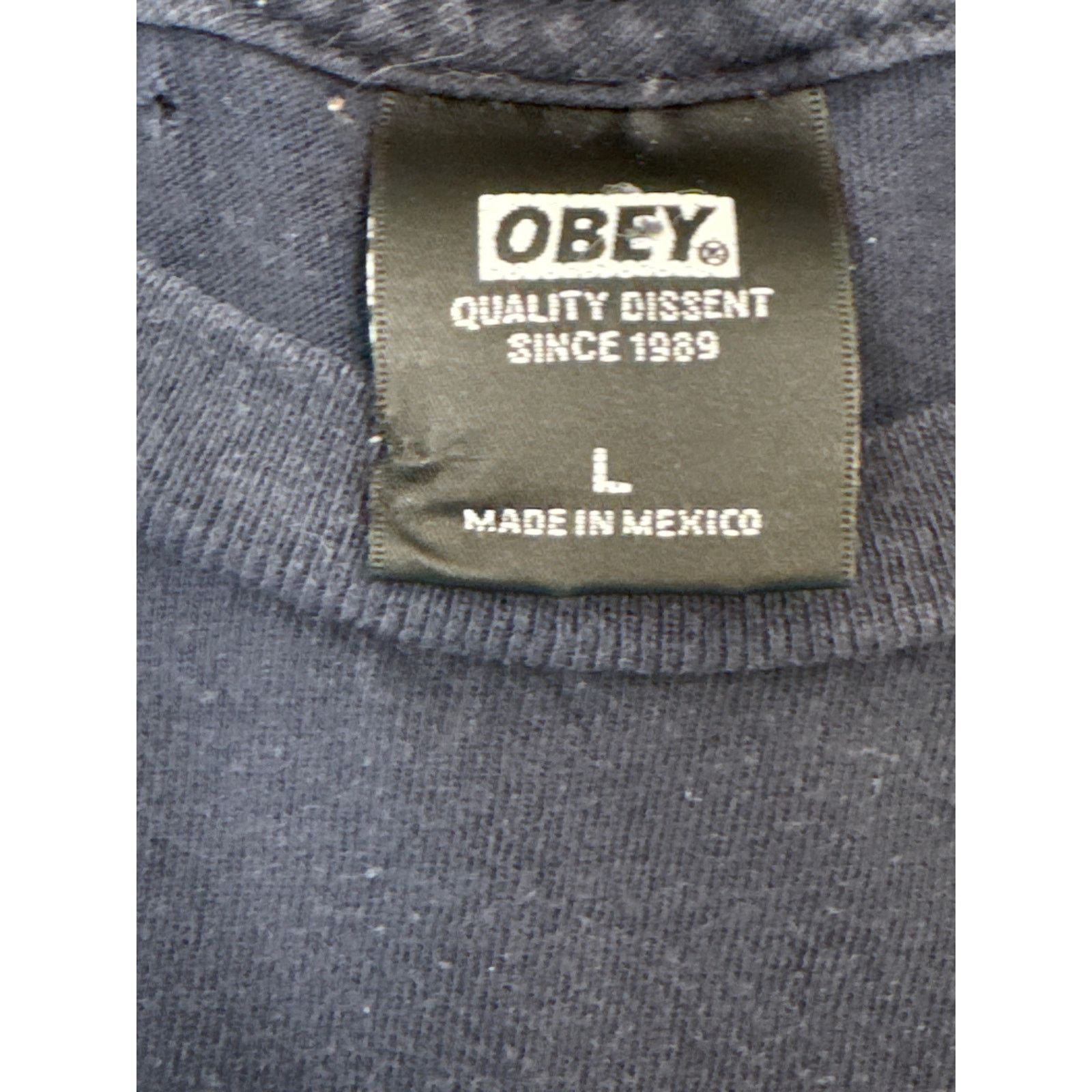 Obey Obey spell out faded black Large streetwear punk shirt Size US L / EU 52-54 / 3 - 3 Thumbnail