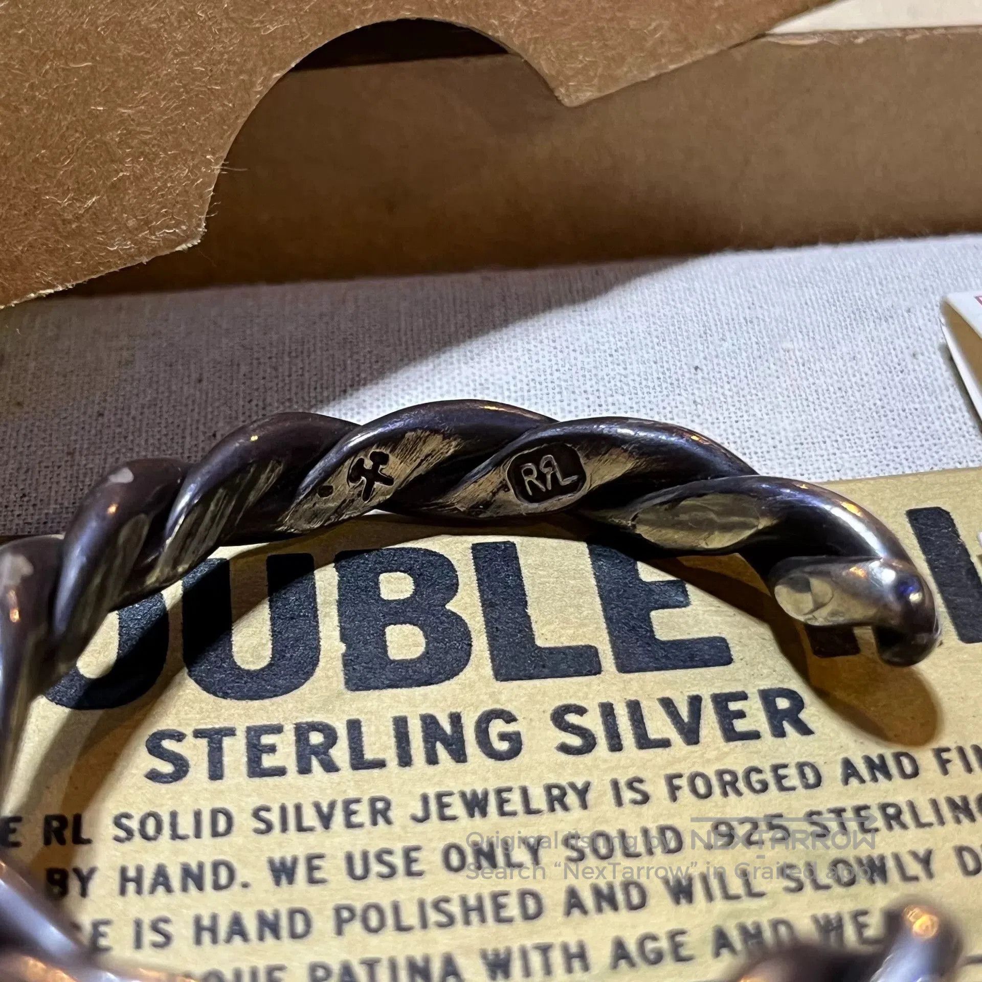 RRL Ralph Lauren limited edition silver braided bracelet. Size ONE SIZE - 2 Thumbnail