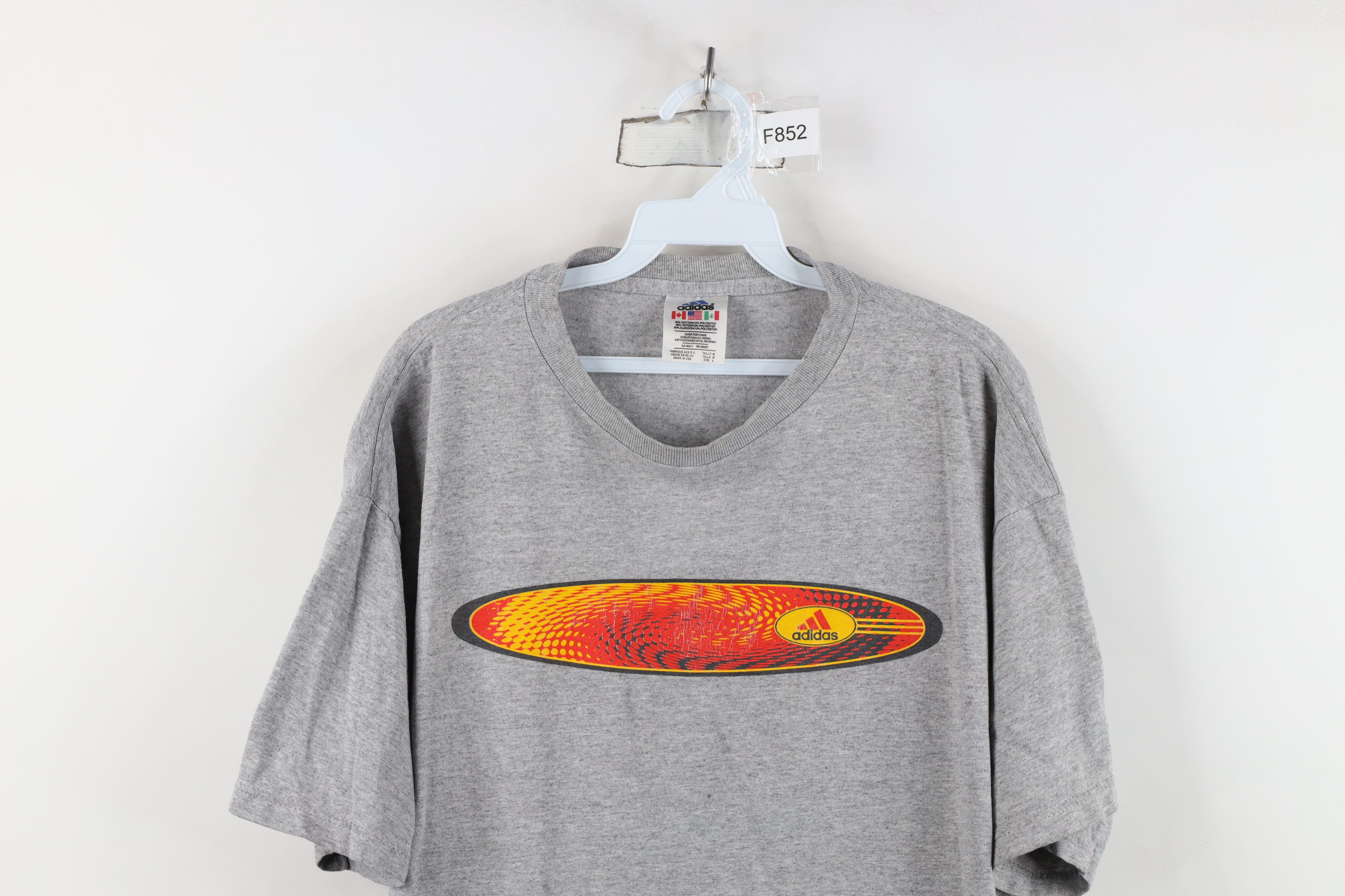 Adidas Vintage 90s Adidas Spell Out Center Logo T-Shirt Gray USA Size US L / EU 52-54 / 3 - 2 Thumbnail