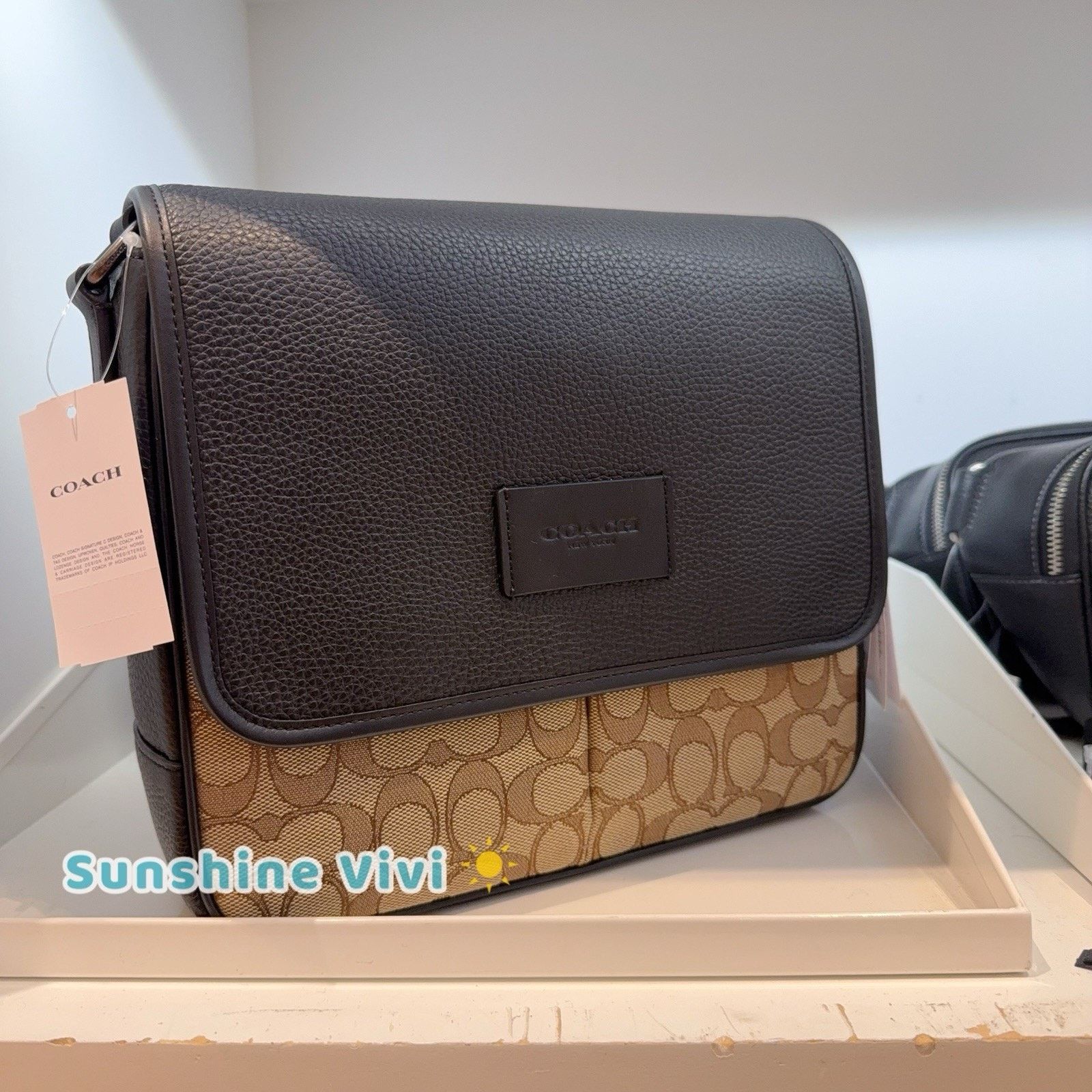 Coach NWT COACH Sprint Map Bag 25 Signature CE534 Tan/Black Size ONE SIZE - 4 Thumbnail