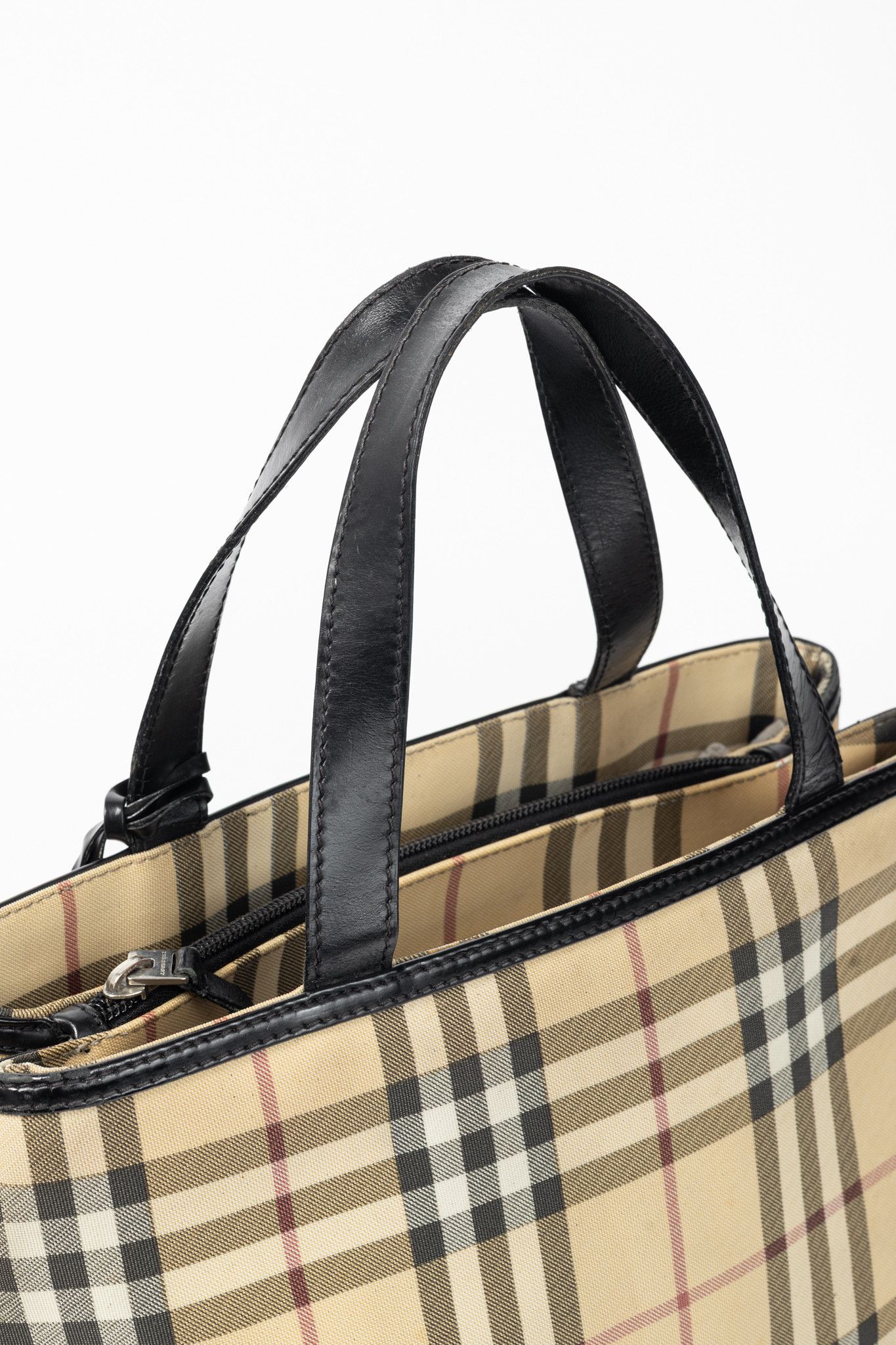 Burberry Burberry House-Check Canvas Leather-Trim Tote Size ONE SIZE - 6 Thumbnail