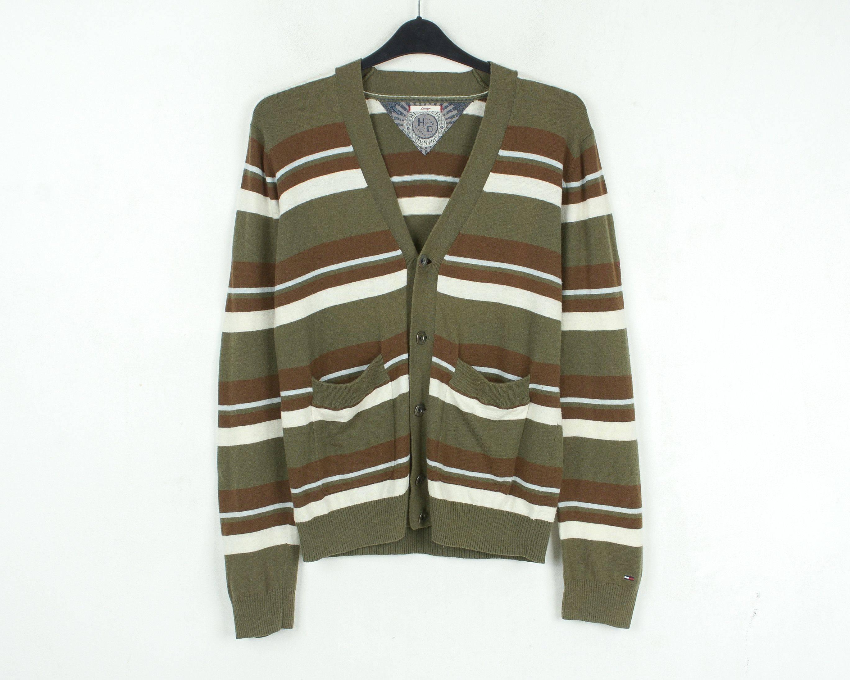 Tommy Hilfiger Denim Jumper L Cardigan Sweater Jacket V-Neck Cotton Wool Size US L / EU 52-54 / 3 - 1 Thumbnail