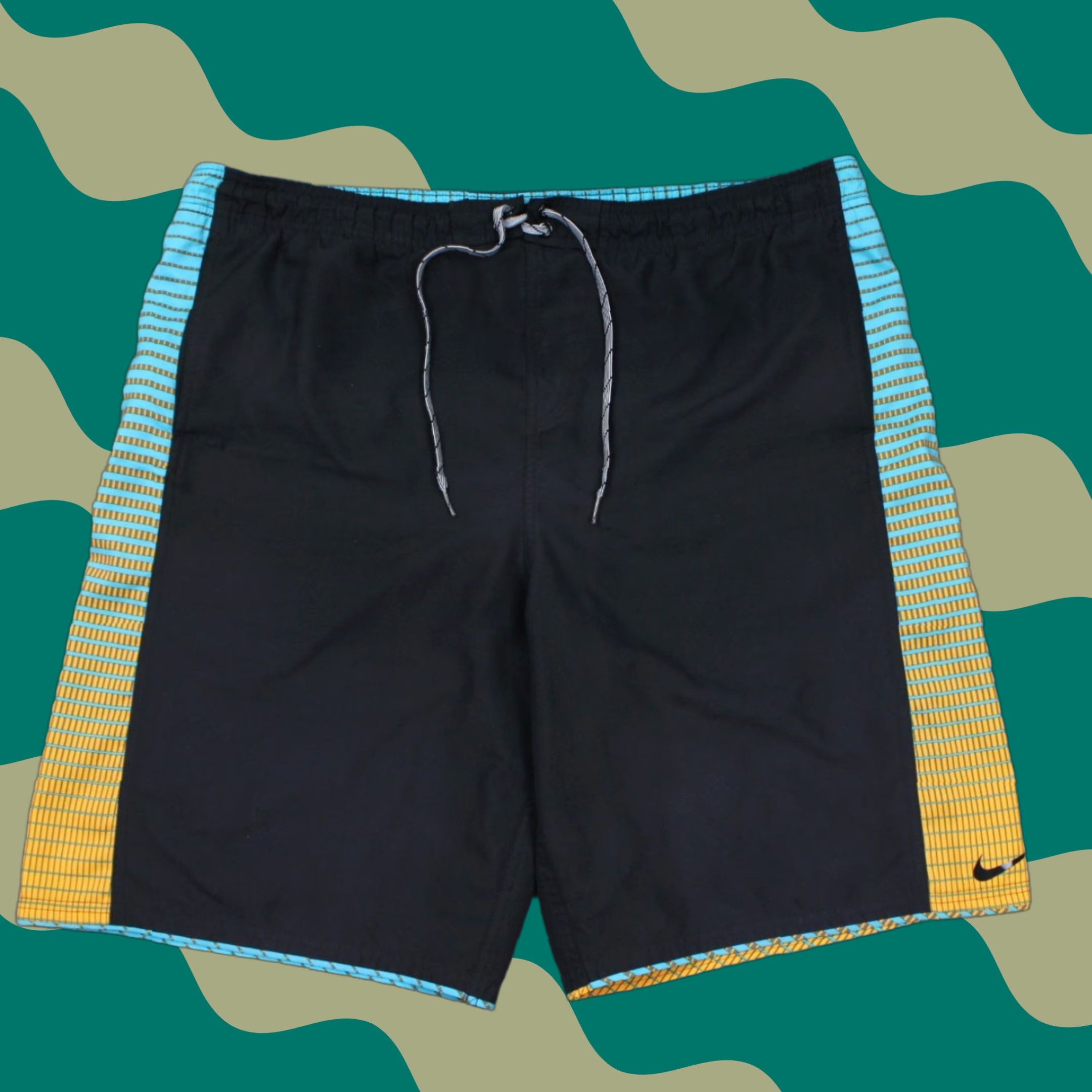 Nike Nike Swim Trunks Mens XL Black/Blue Lined Polyester Drawstring 11" Inseam Trunks Size ONE SIZE - 1 Thumbnail