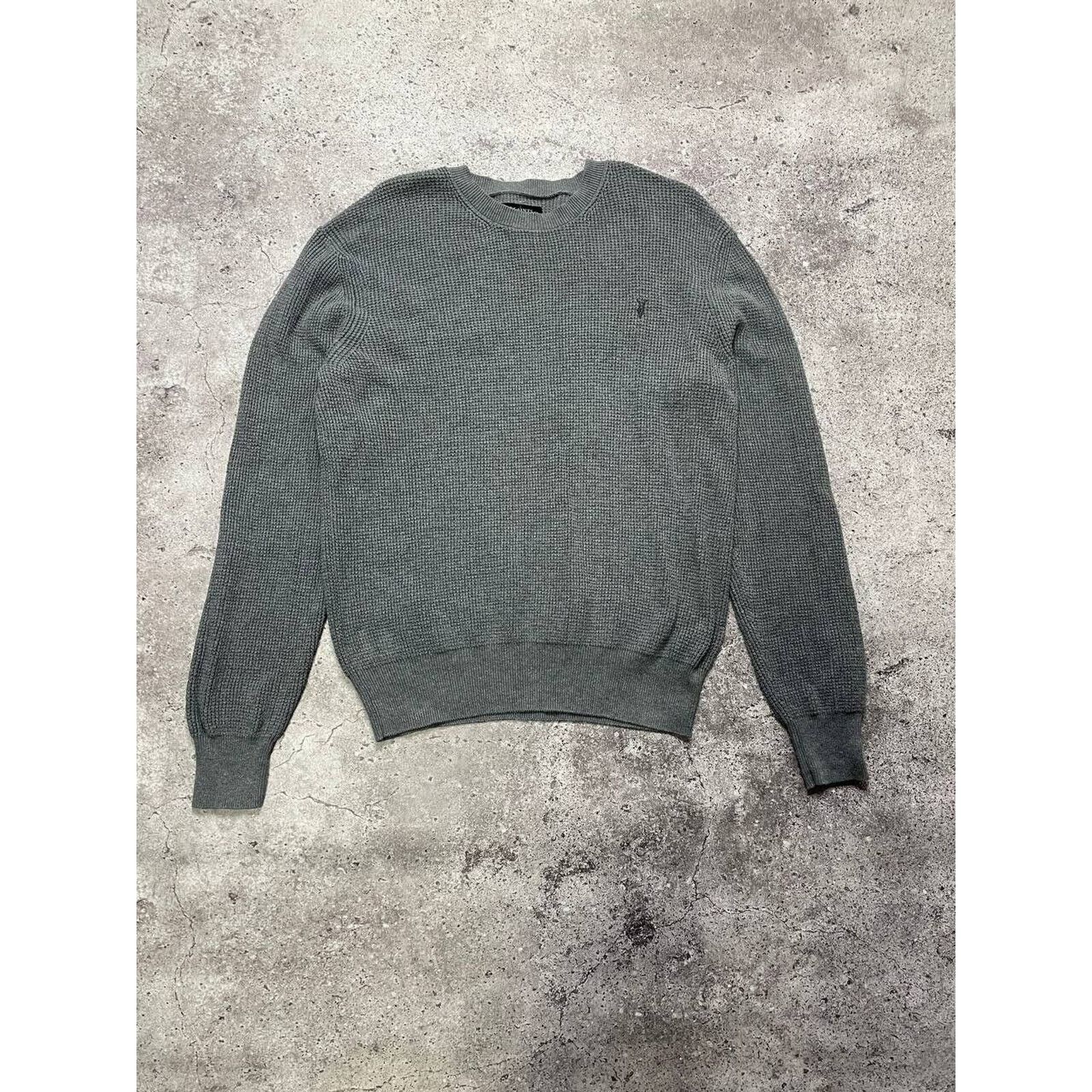 Allsaints Vintage AllSaints Crew Neck Sweater Gray Waffle Knit Large Size US L / EU 52-54 / 3 - 1 Thumbnail