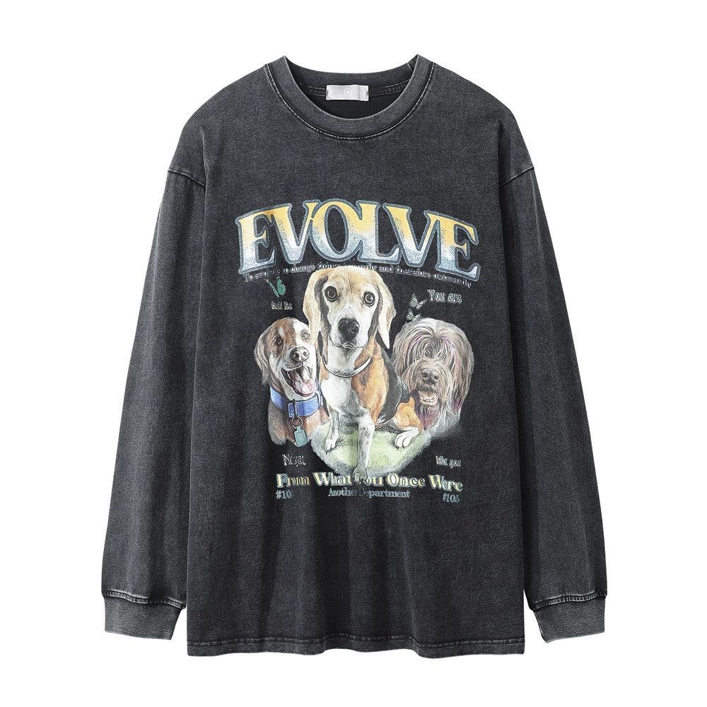 Vintage Men's distressed washed dog print long-sleeved T-shirt Size US M / EU 48-50 / 2 - 1 Thumbnail