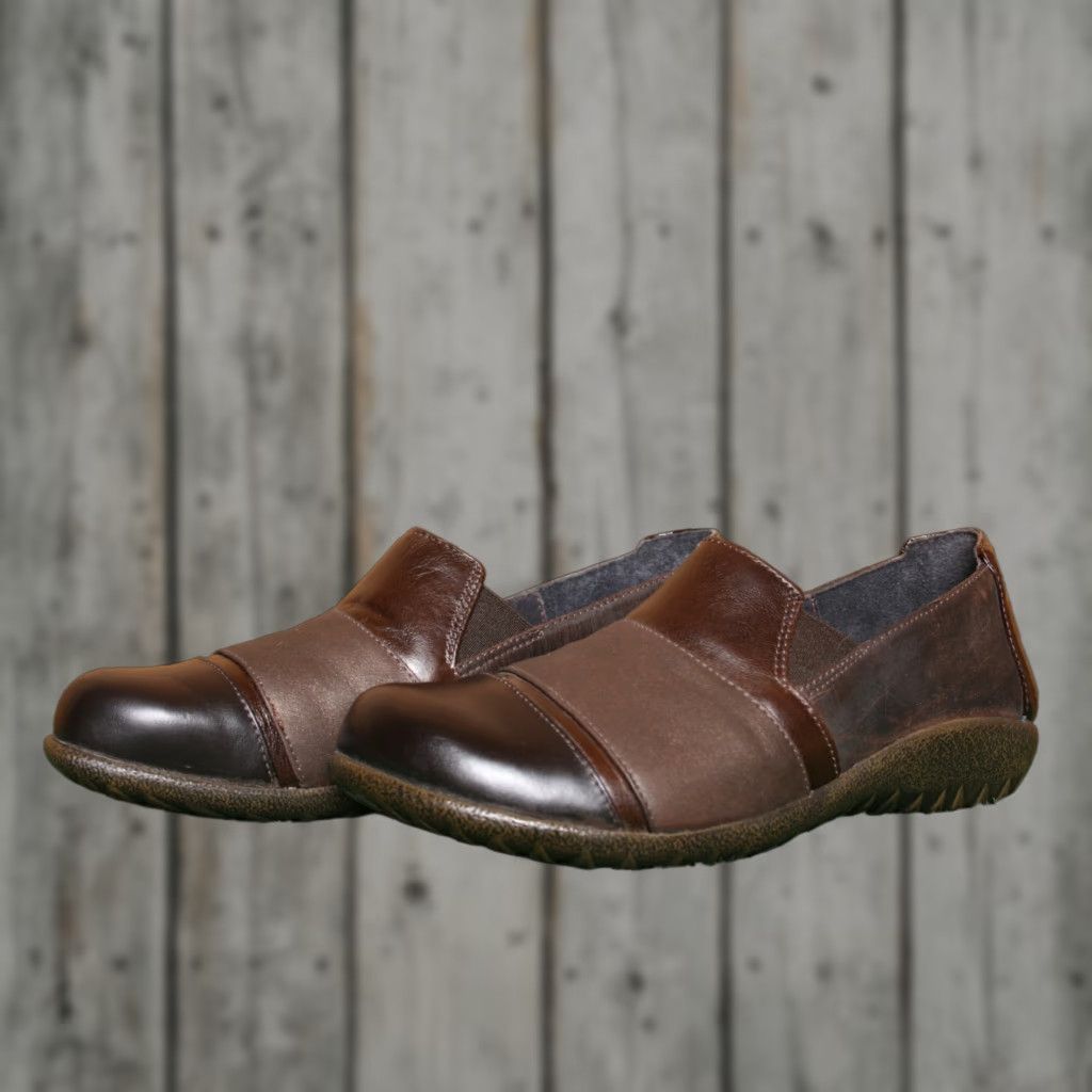 Vintage NAOT Miro Brown Leather Slip-On Loafers Womens US 7 EUR 38 Casual Slip On Neat Shoes Size US 7 / IT 37 - 1 Thumbnail