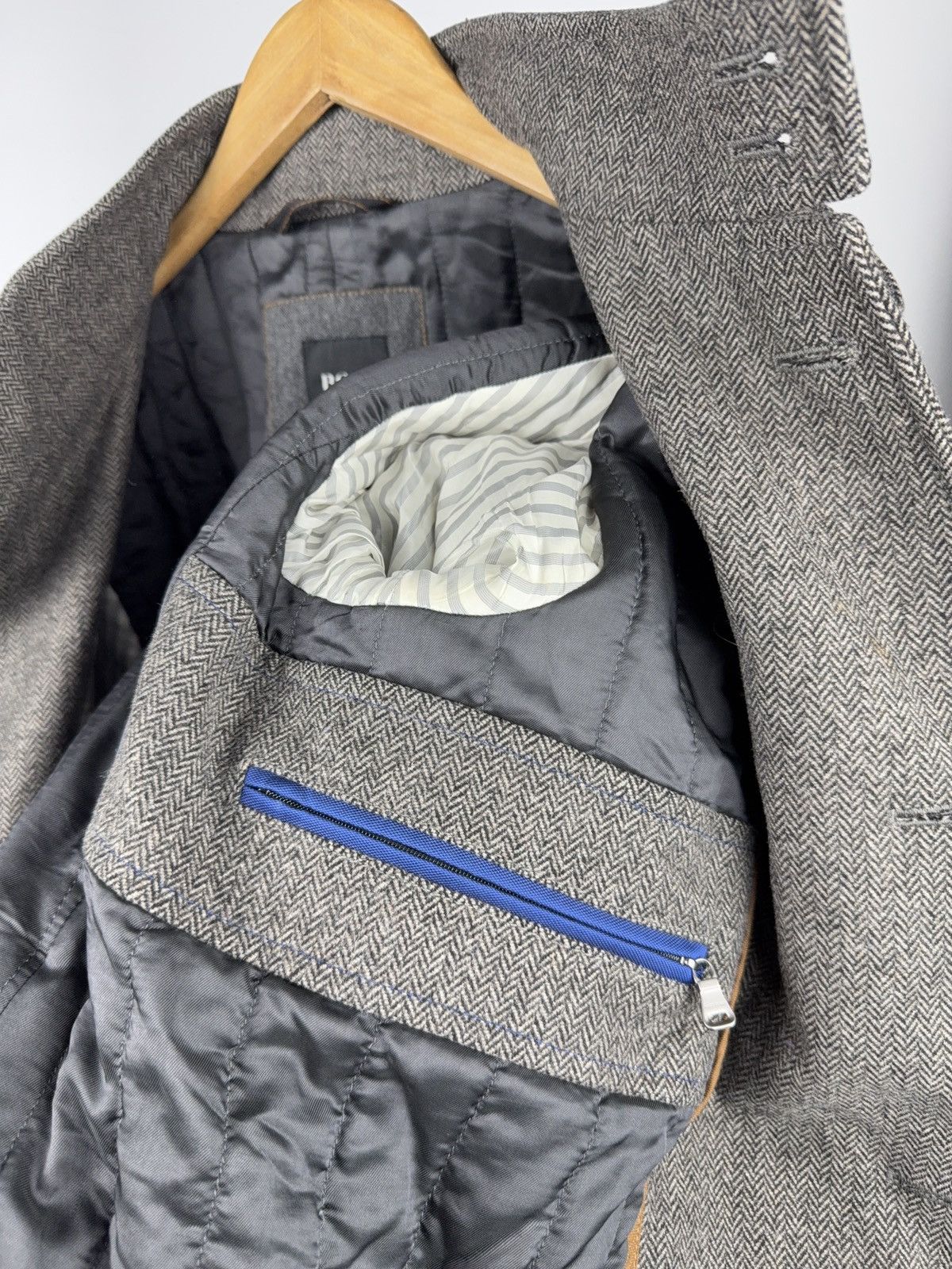 Hugo Boss Luxury 00s Hugo Boss Herringbone Field Jacket Grey Wool Size US L / EU 52-54 / 3 - 17 Thumbnail
