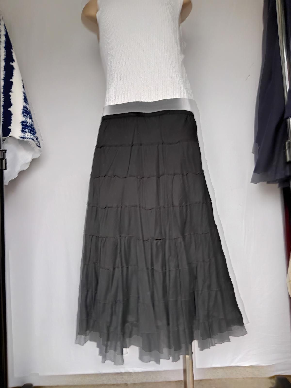 BIANCA CHANDON Black Tiered Maxi Skirt - BIBA Size 36" / US 14 / IT 50 - 3 Thumbnail