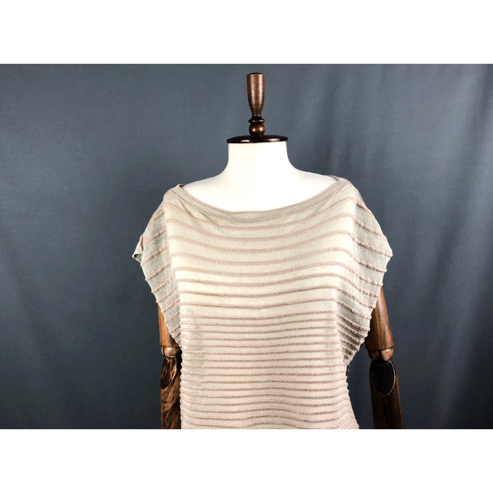 Vintage IVKO Women Beige Cotton Blend Blouse Size 38 Striped Size XS / US 0-2 / IT 36-38 - 4 Thumbnail