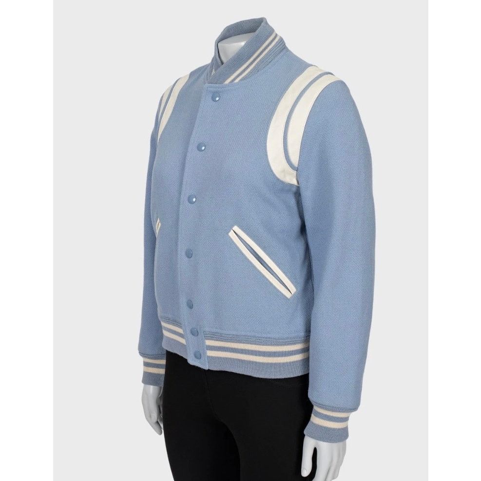 Saint Laurent Paris Saint Laurent Light Blue Wool Bomber Jacket FR40 / L Size M / US 6-8 / IT 42-44 - 2 Thumbnail