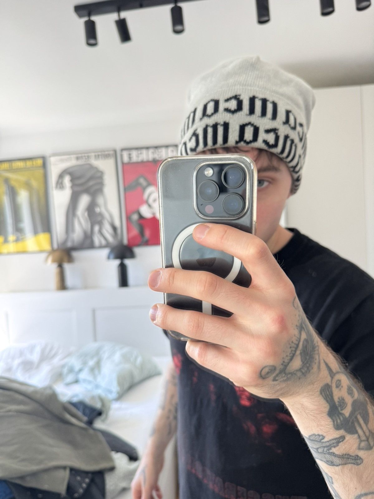 Alexander McQueen Alexander McQ Beanie Gothic Logo Designer High End Rare Size ONE SIZE - 5 Thumbnail
