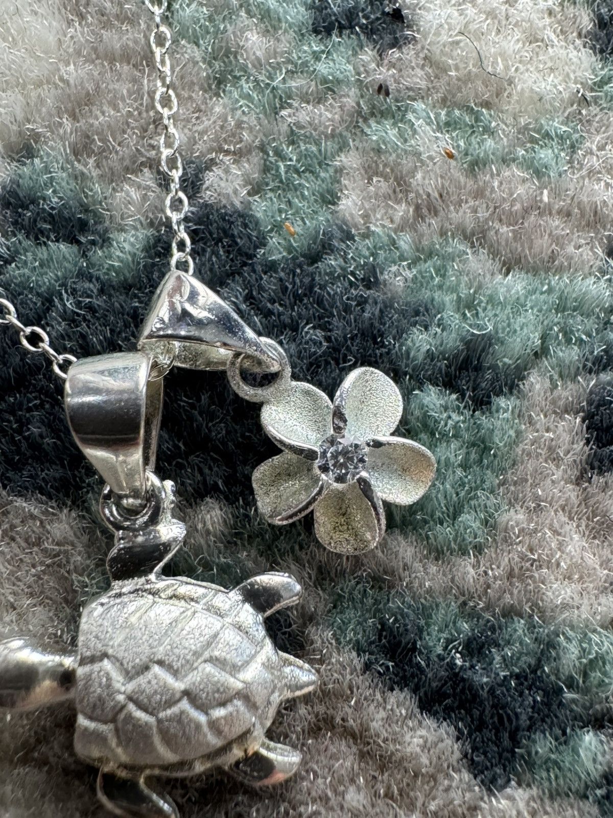 Jewelry DOUBLE CHARMS STERLING SILVER CHAIN NECKLACE Size ONE SIZE - 3 Thumbnail
