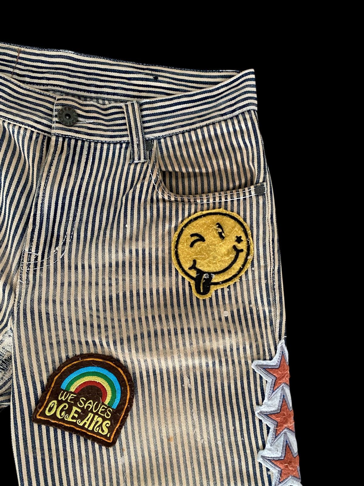 Hysteric Glamour × Japanese Brand × Vintage Vintage Clone jeans patchwork striped jail rare design Size US 32 / EU 48 - 5 Thumbnail