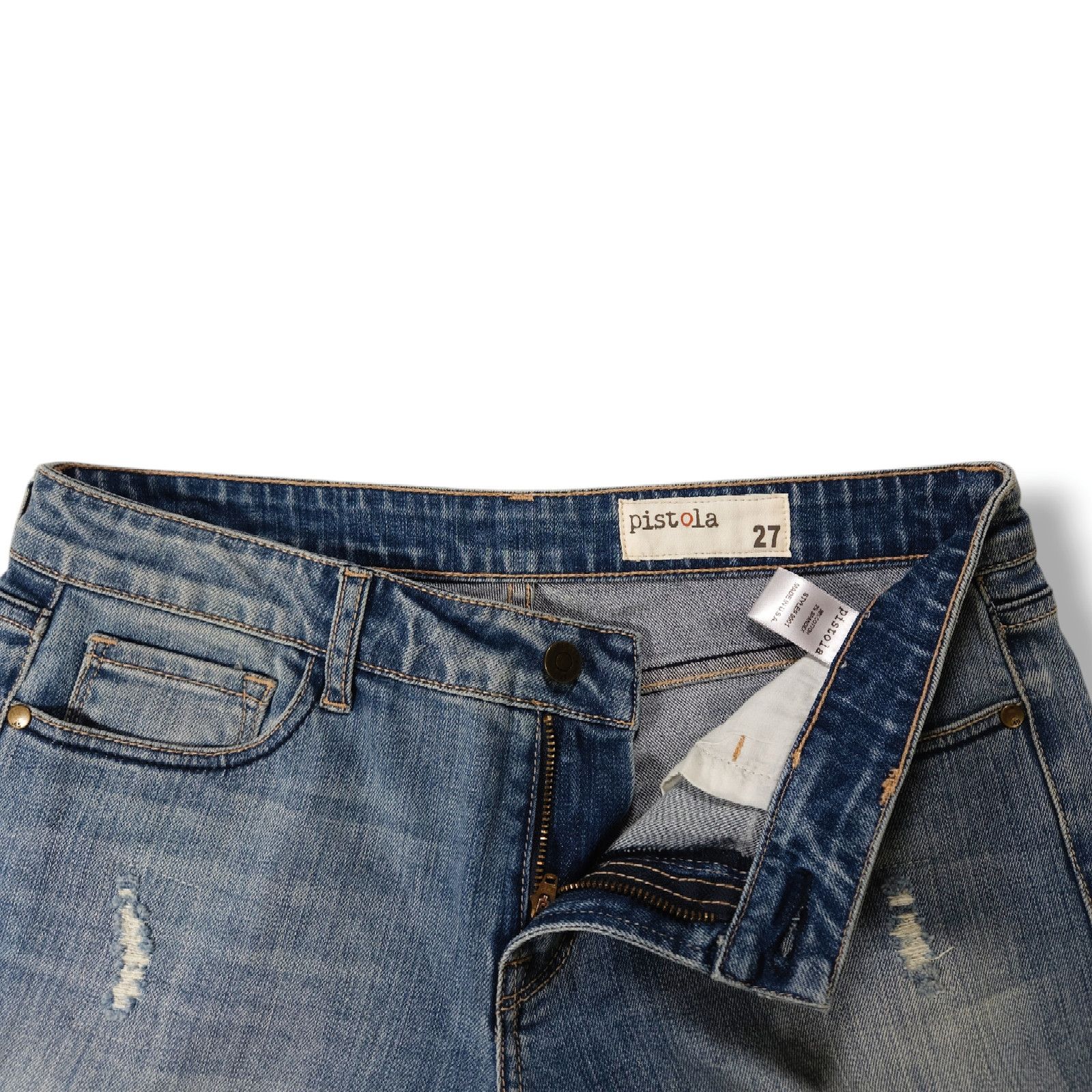 Pistola NWOT Pistola Distressed Patch Slim Ankle Jeans Sz 27x27.50 Size 27" / US 4 / IT 40 - 4 Thumbnail